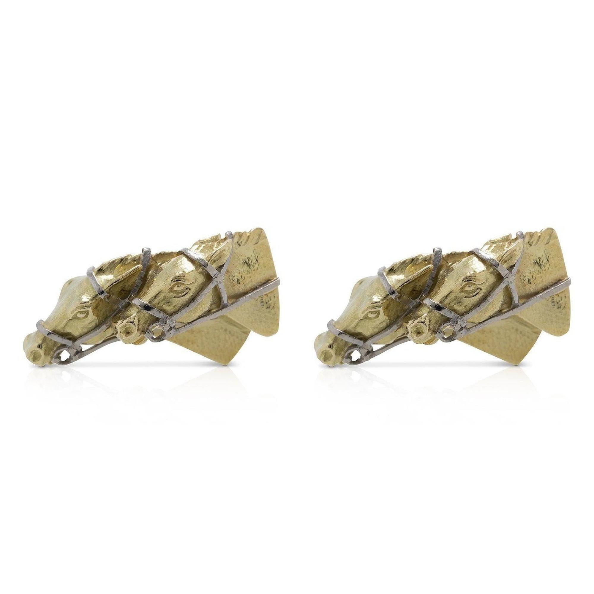 Tiffany & Co. 18k Gold Vintage Race Horse Cufflinks
