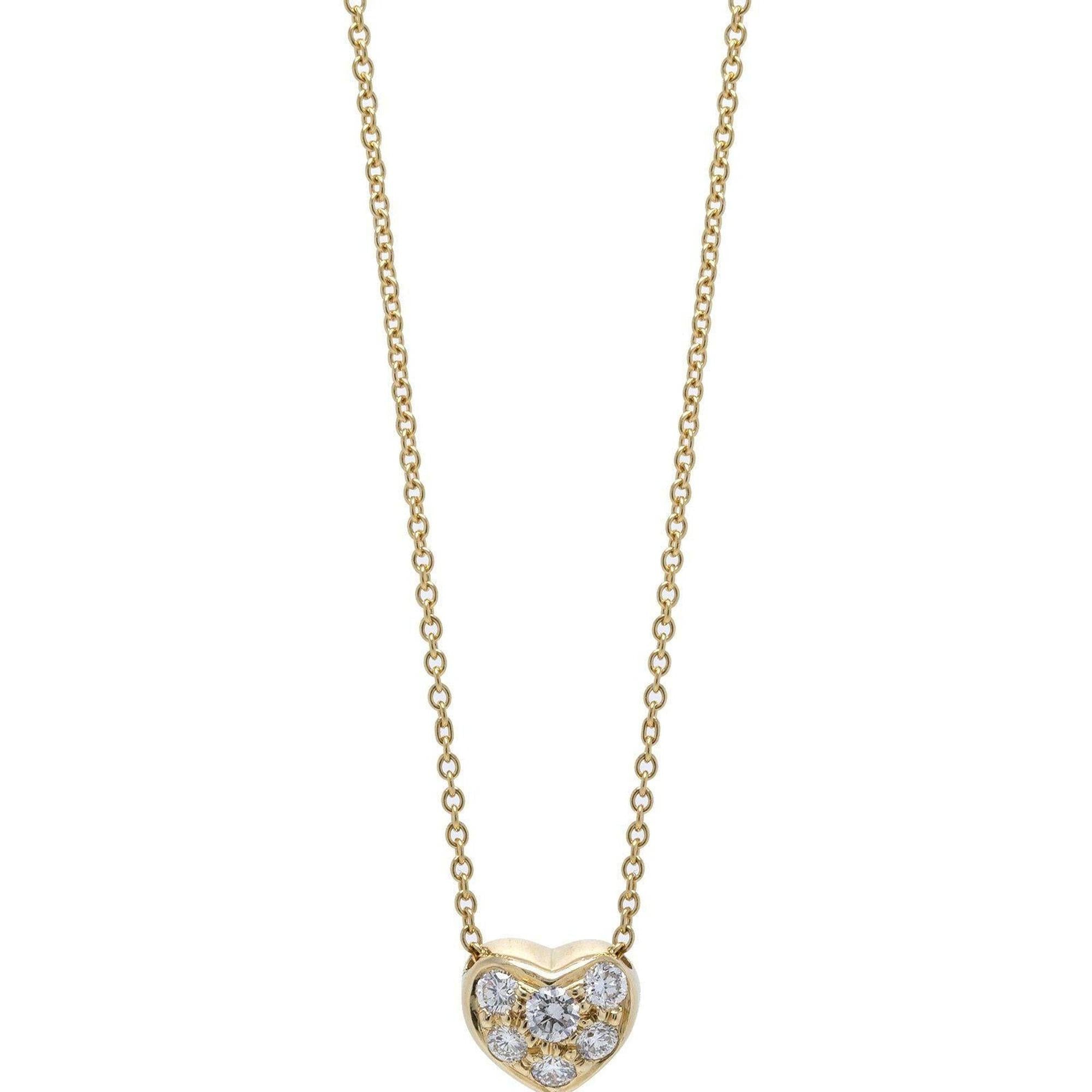 Tiffany & Co. 18k Gold and Diamond Heart Pendant Necklace