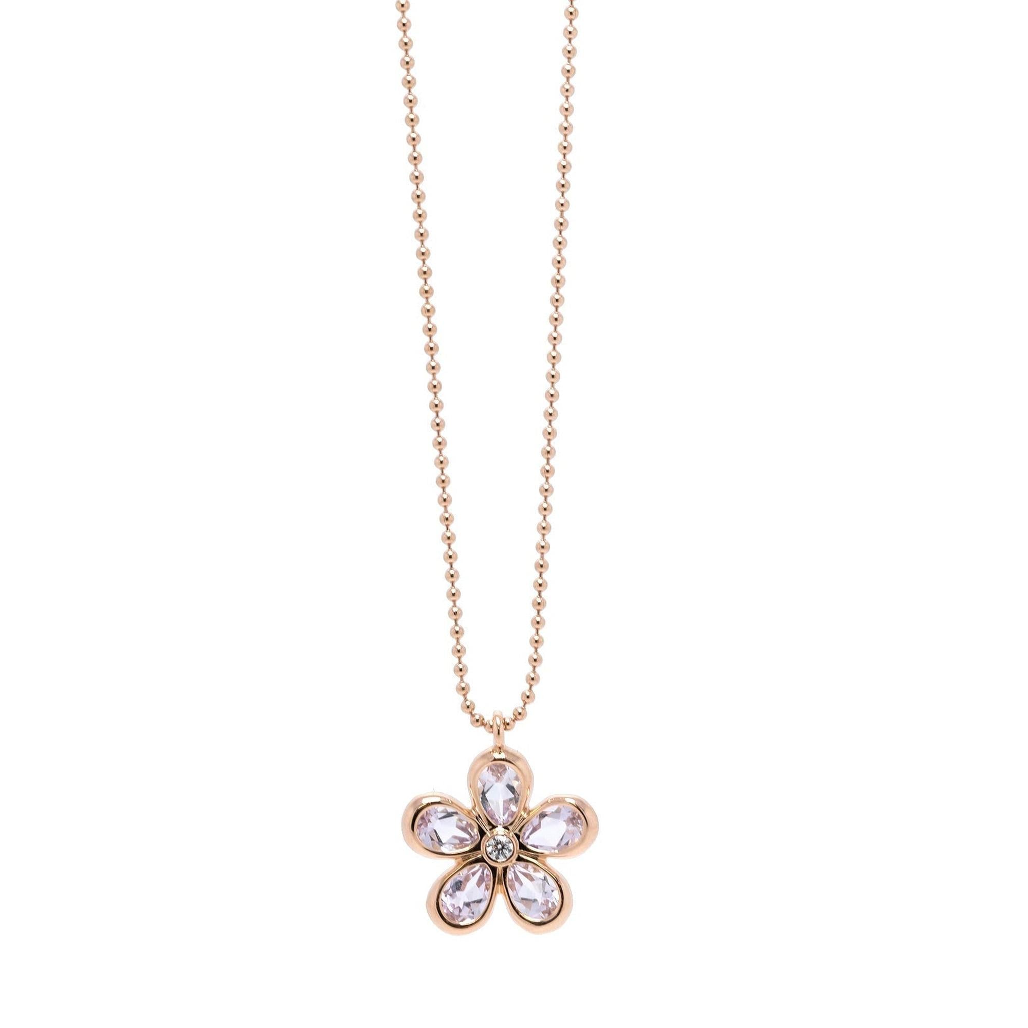Tiffany & Co. 18k Rose Gold Amethyst & Diamond Flower Pendant Necklace