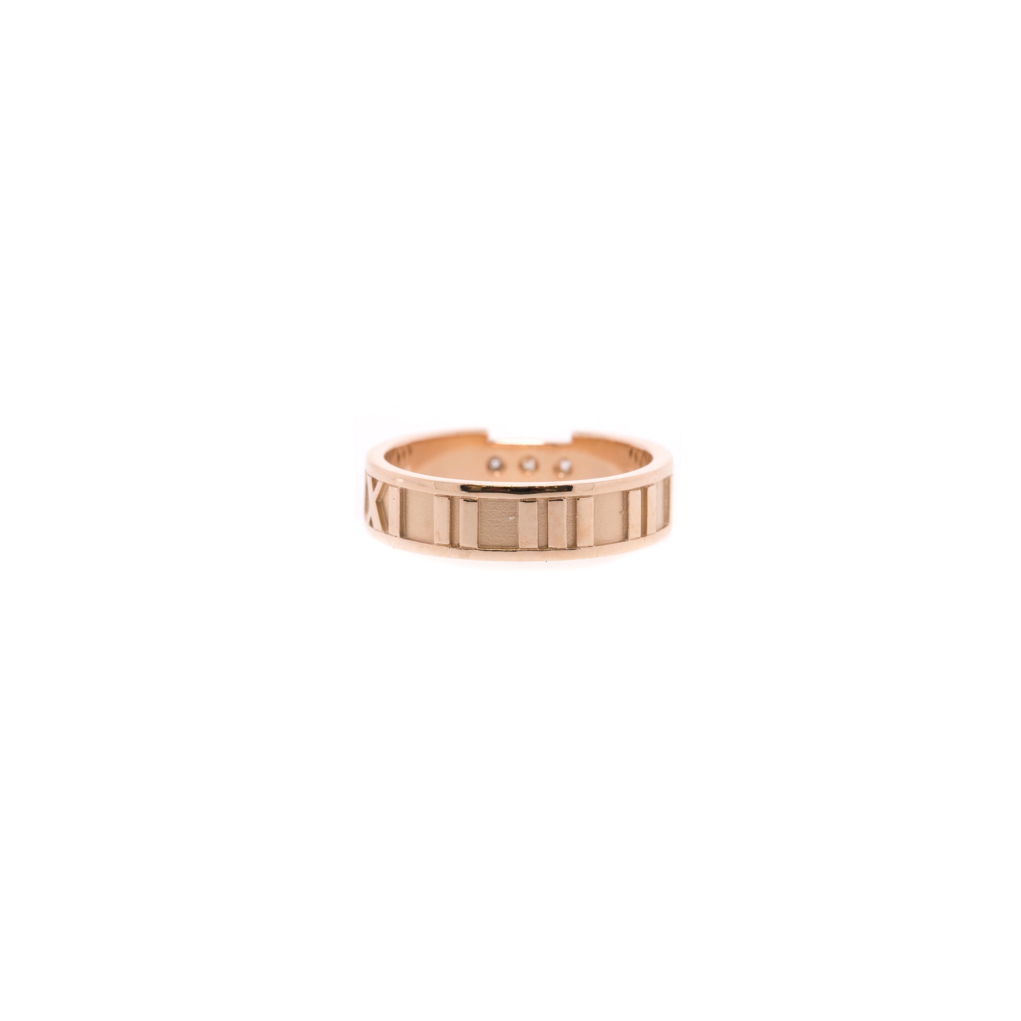 Tiffany & Co. 18k Rose Gold Diamond Atlas Ring w/ Receipt