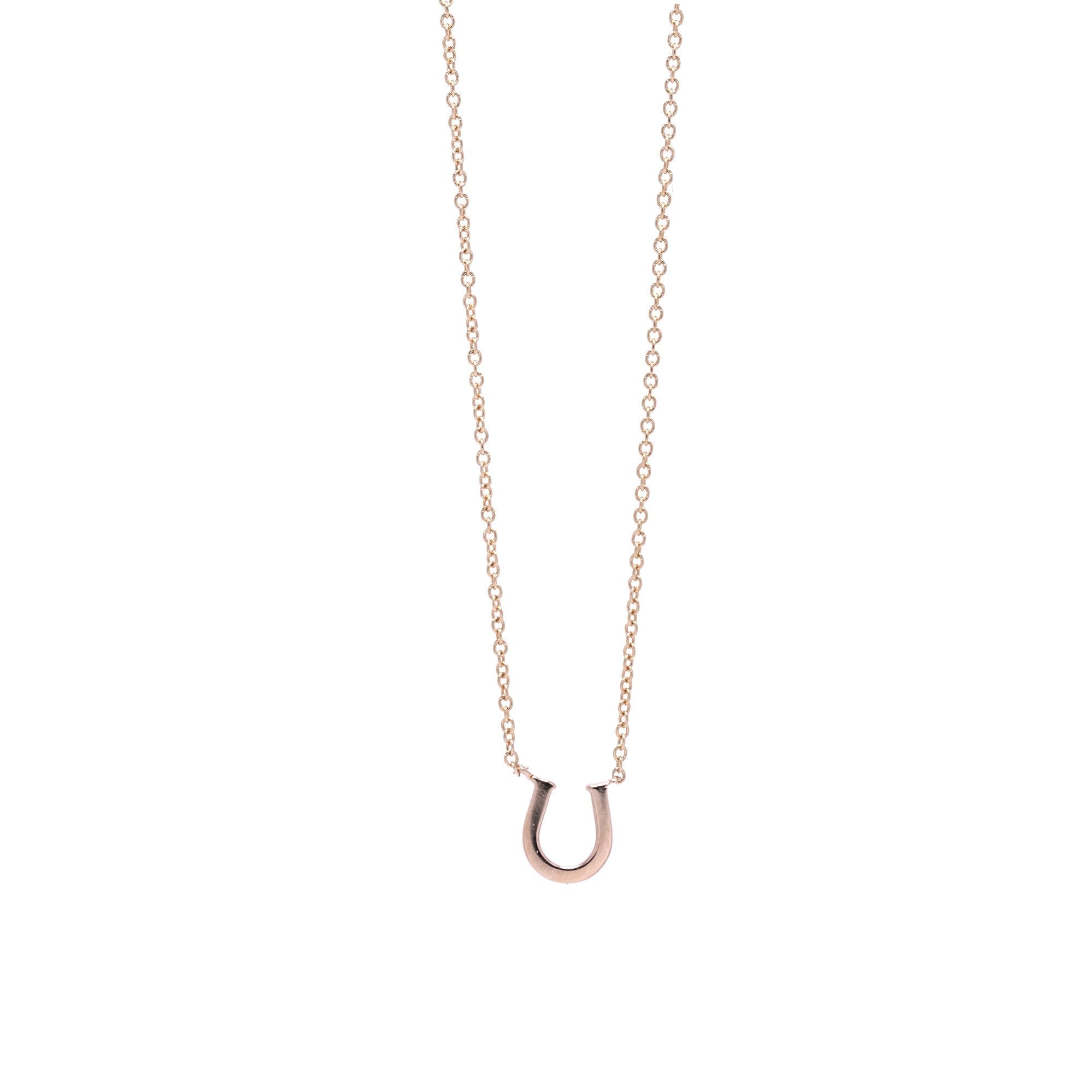 Tiffany & Co. 18k Rose Gold Diamond Horseshoe Pendant Necklace