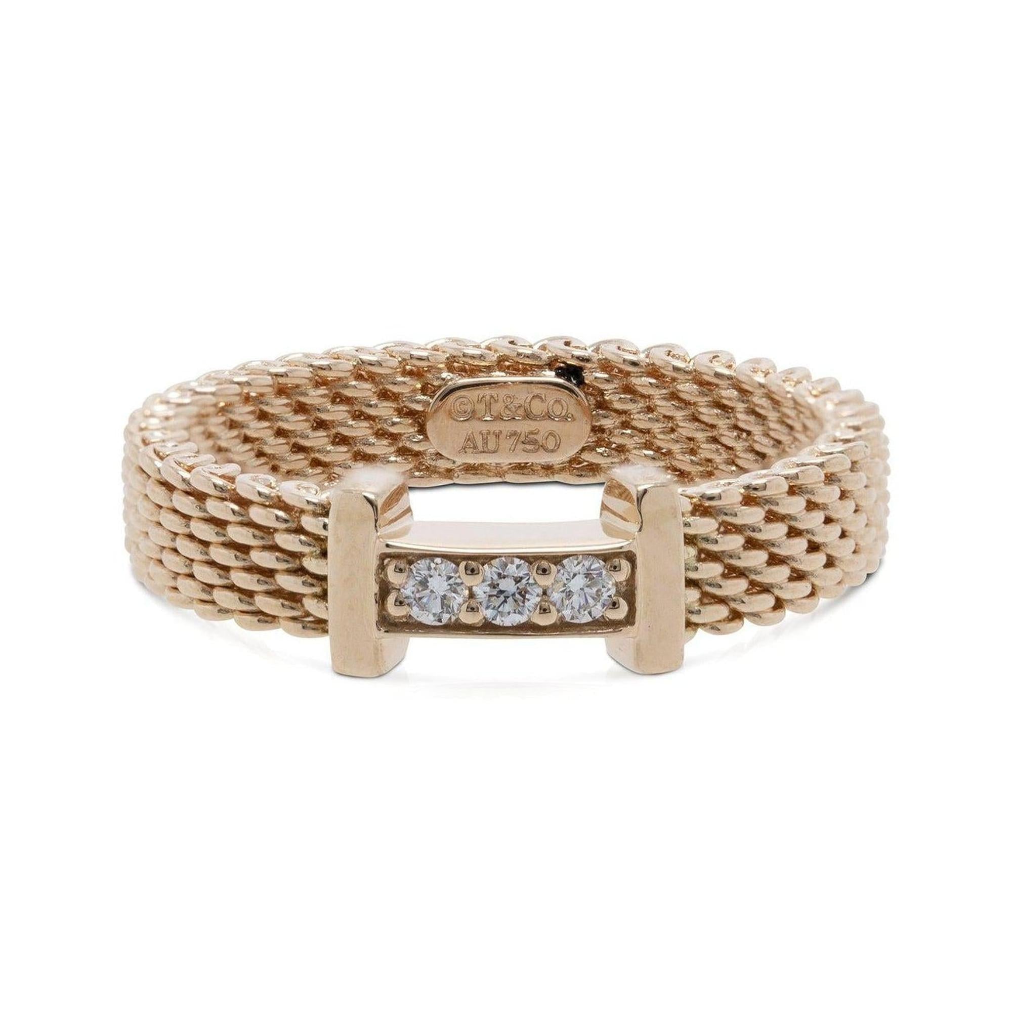 Tiffany & Co. 18k Rose Gold Diamond Narrow Somerset Ring