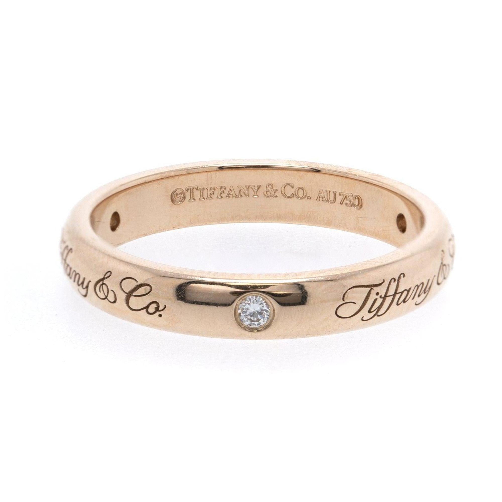 Tiffany & Co. 18k Rose Gold Diamond Notes Ring
