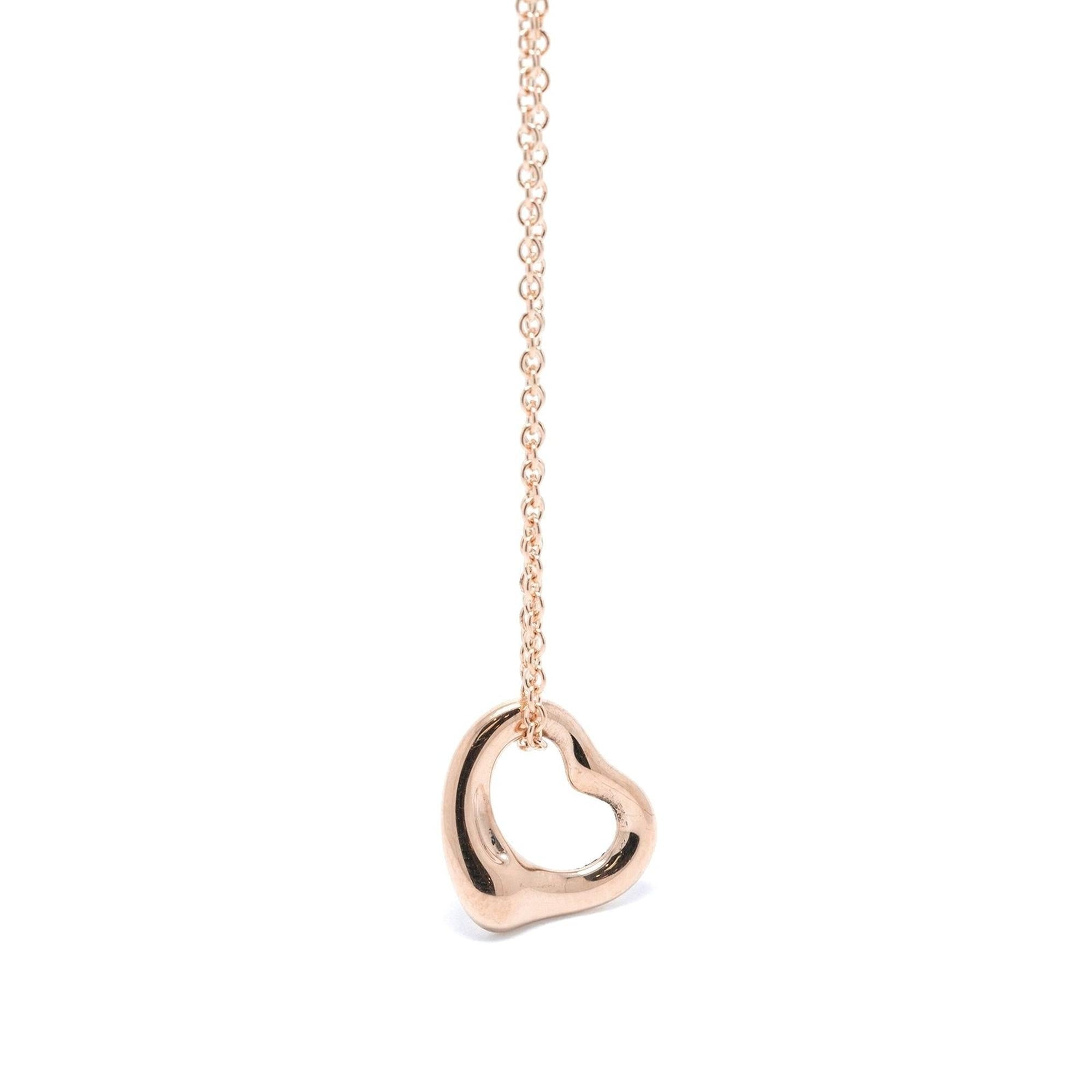 Tiffany & Co. 18k Rose Gold Elsa Peretti Open Heart Pendant Necklace