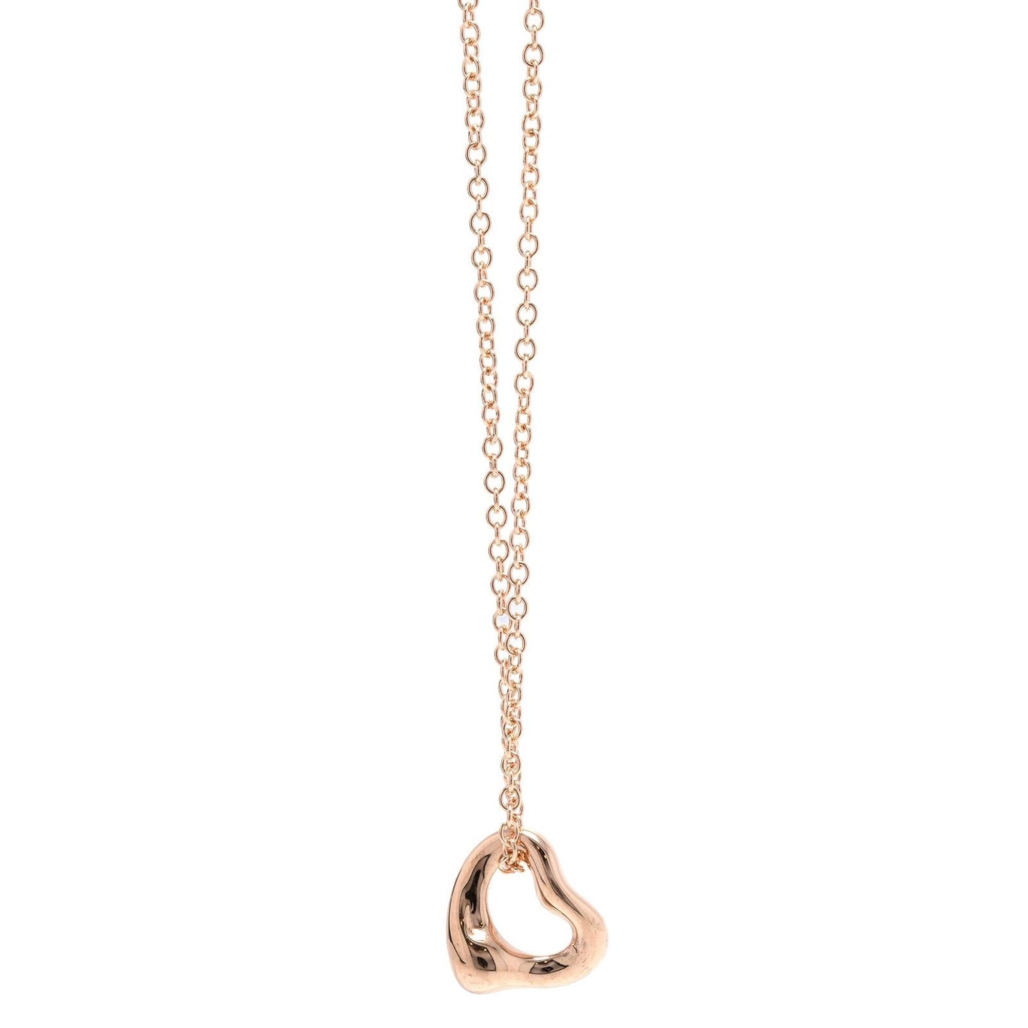 Tiffany & Co. 18k Rose Gold Elsa Peretti Open Heart Pendant Necklace