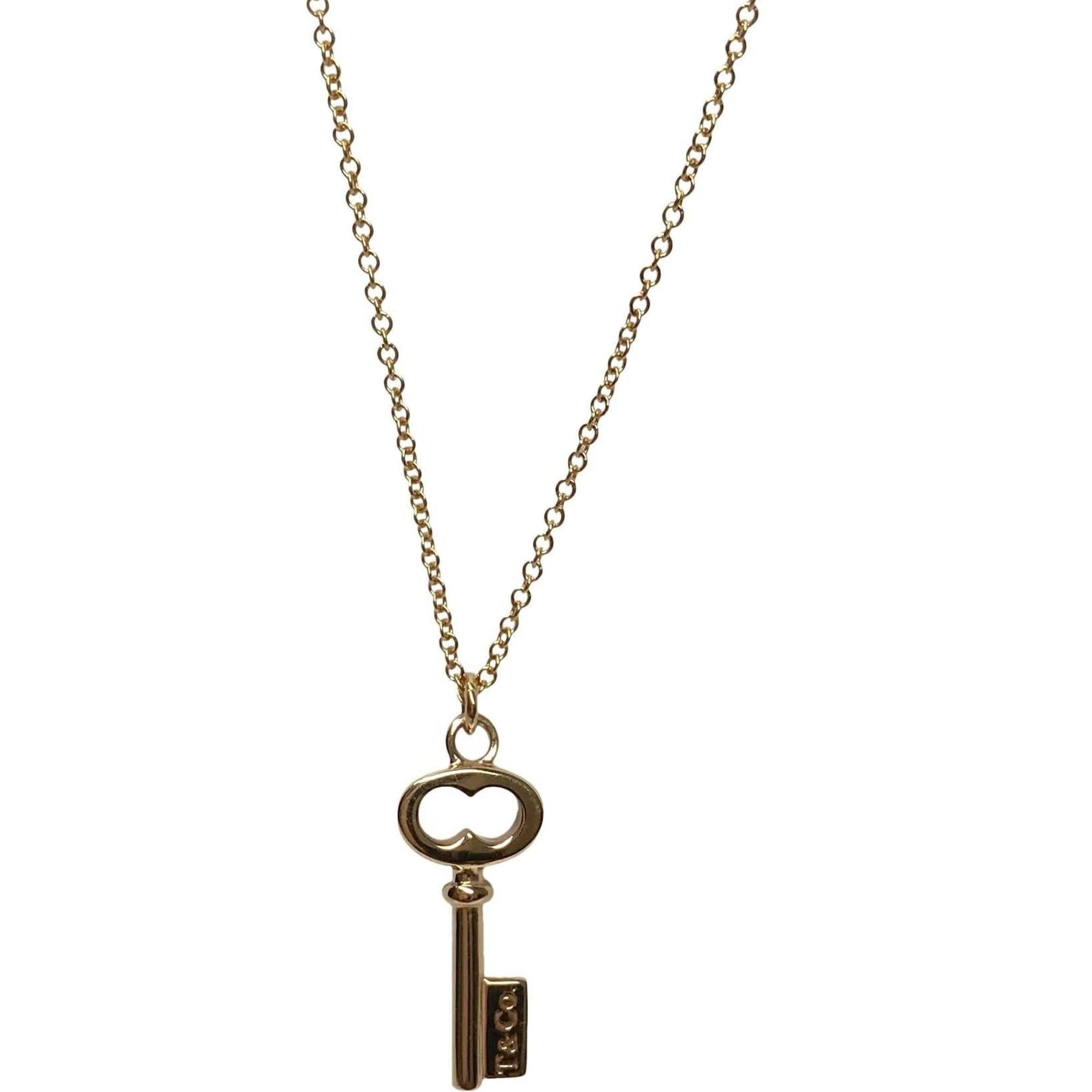 Tiffany & Co. 18k Rose Gold Mini T & Co. Key Pendant Necklace
