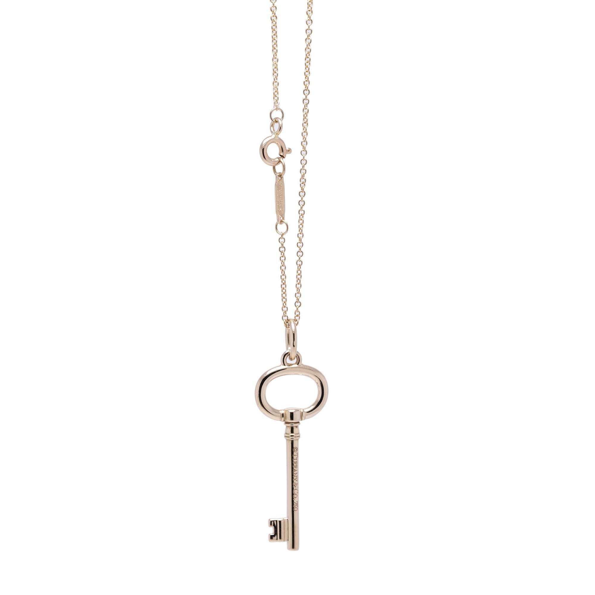Tiffany & Co. 18k Rose Gold Oval Key Pendant Necklace
