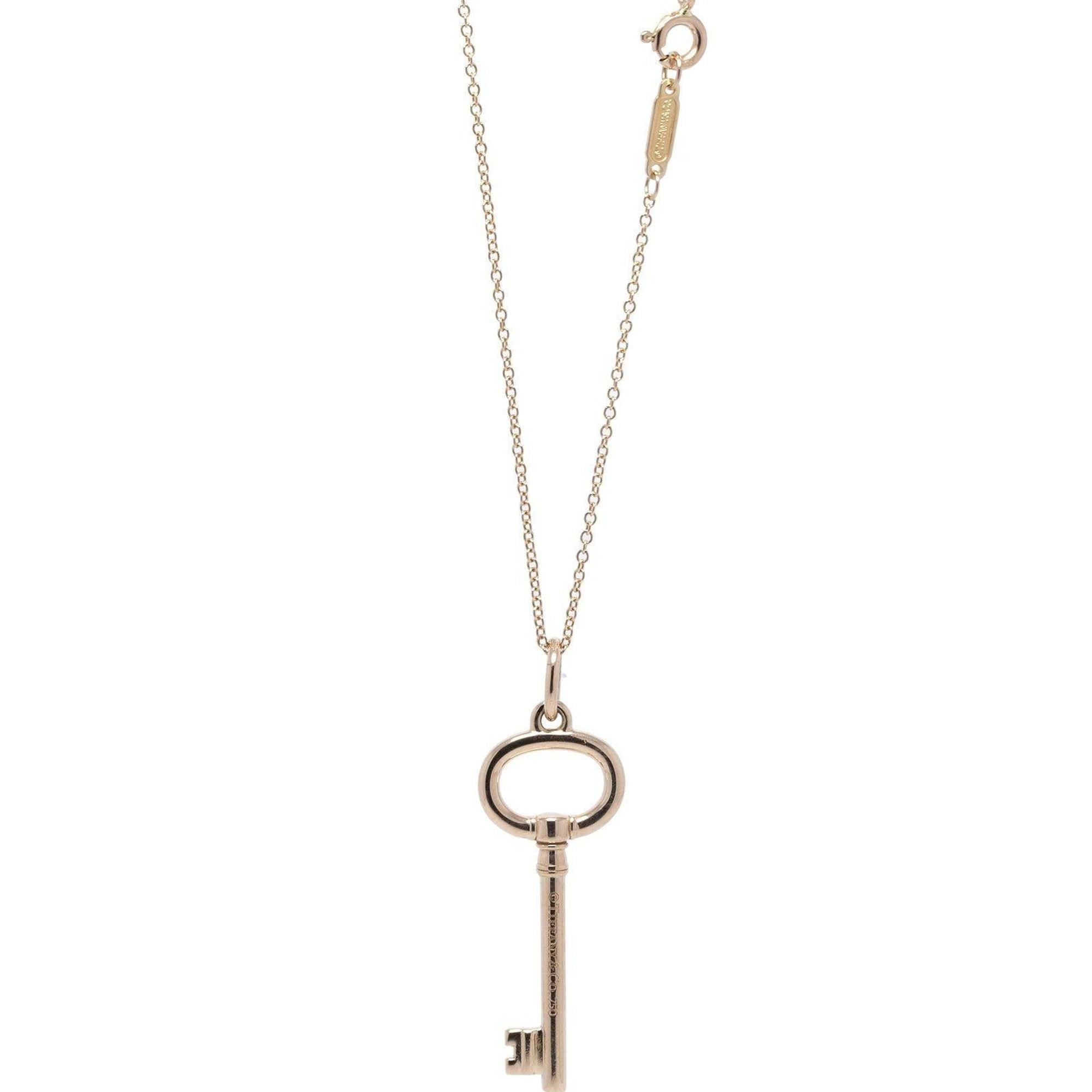 Tiffany & Co. 18k Rose Gold Oval Key Pendant Necklace
