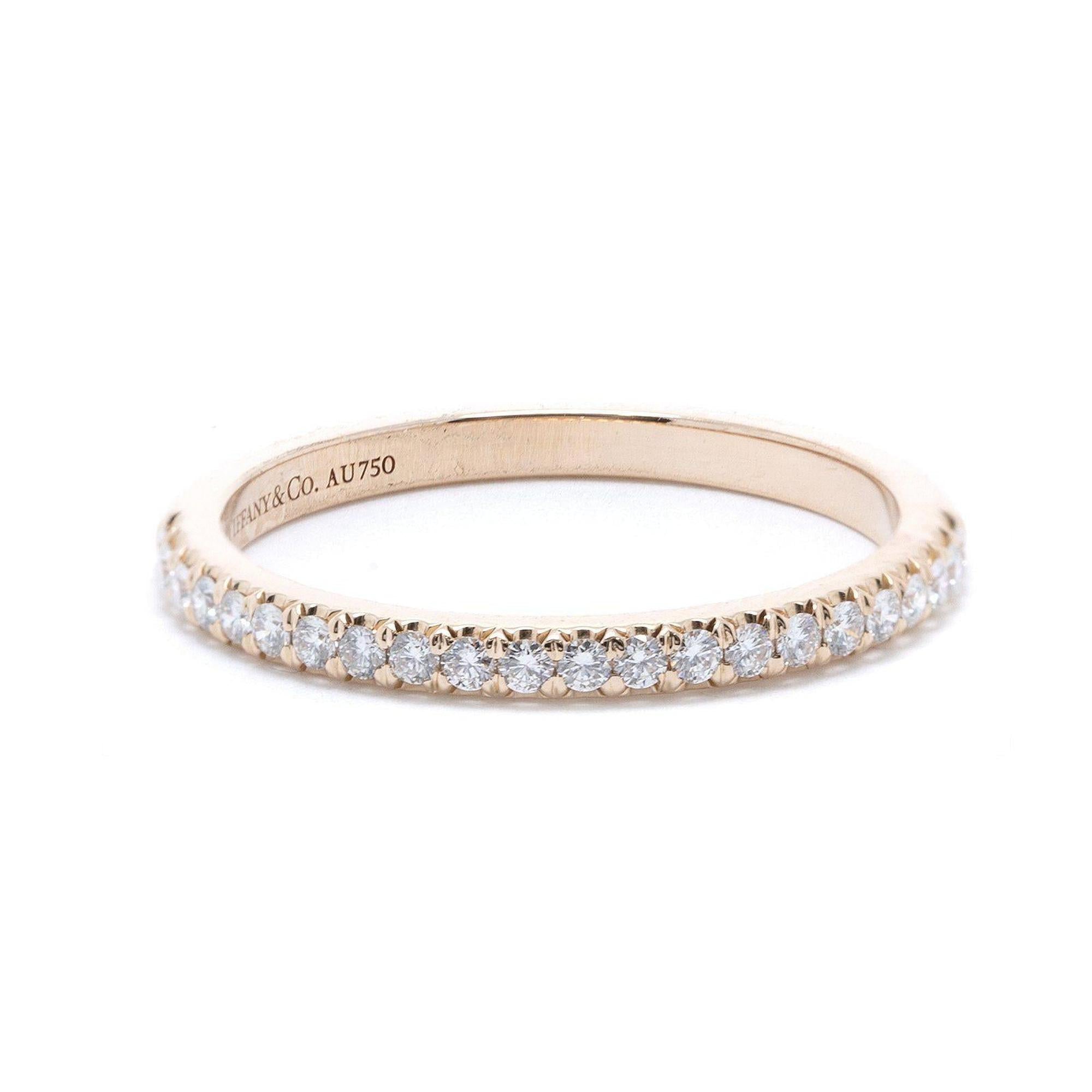 Tiffany & Co. 18k Rose Gold Soleste Diamond Half Circle Band Ring