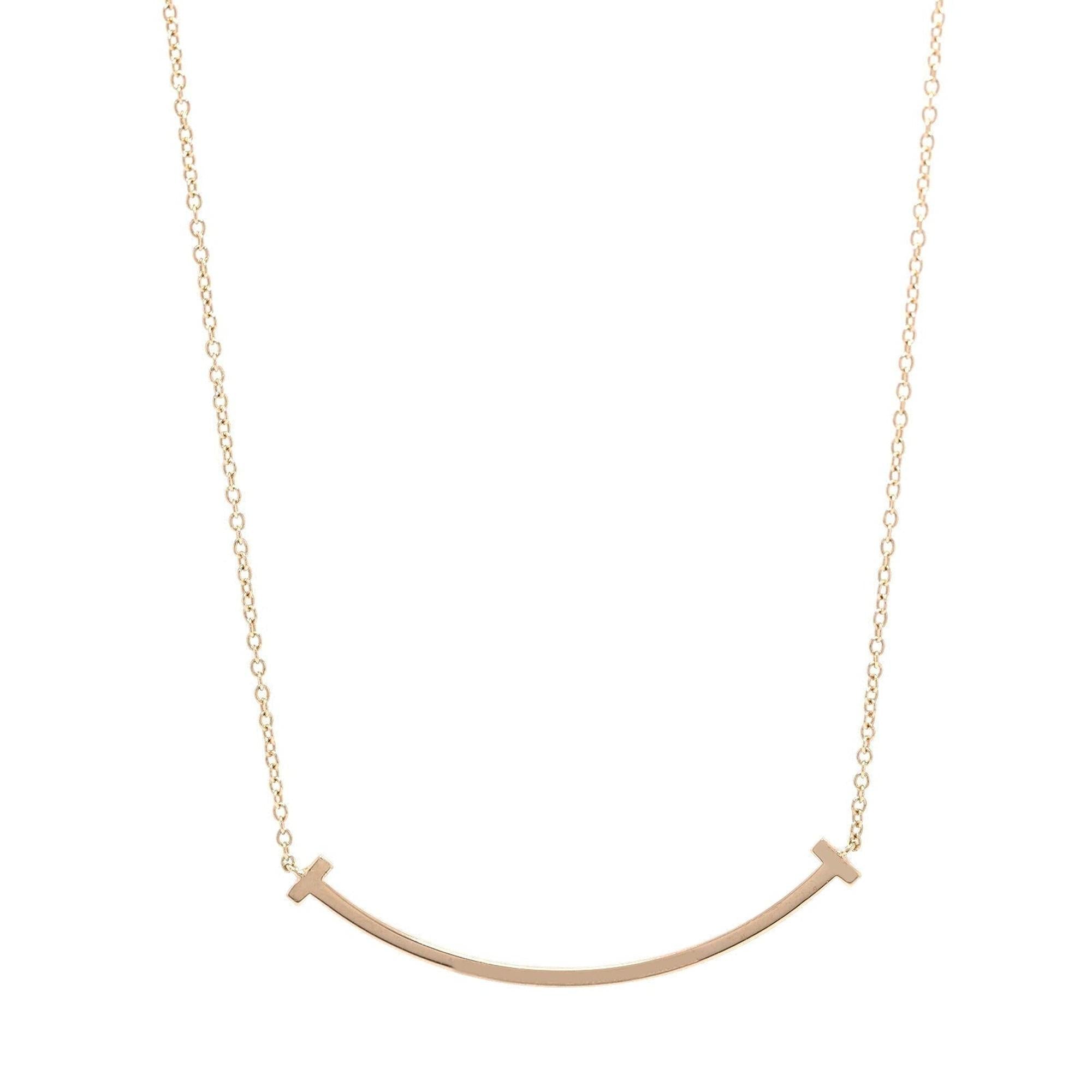 Tiffany & Co. 18k Rose Gold T Smile Pendant Necklace, Small