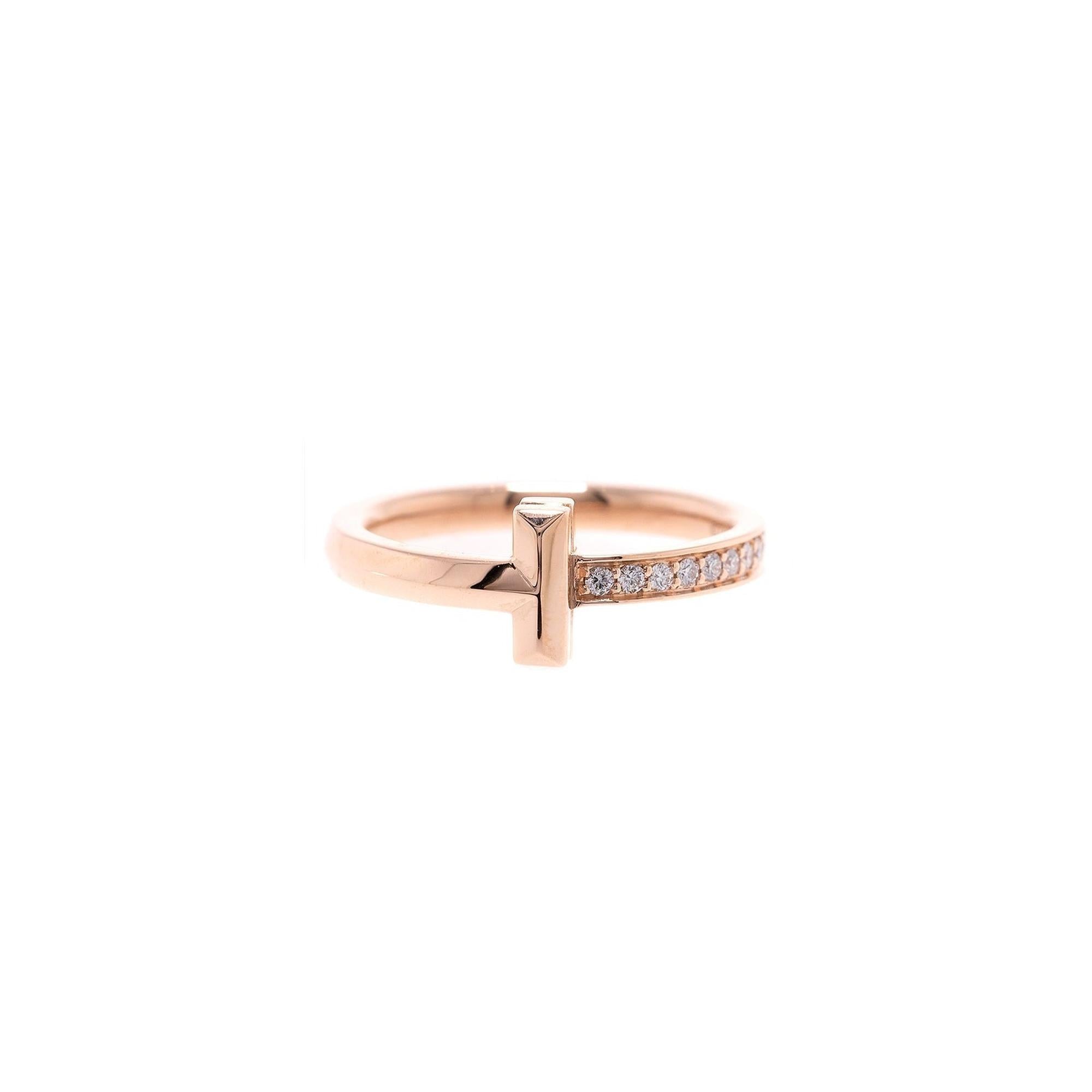Tiffany & Co. 18k Rose Gold T1 Diamond Ring