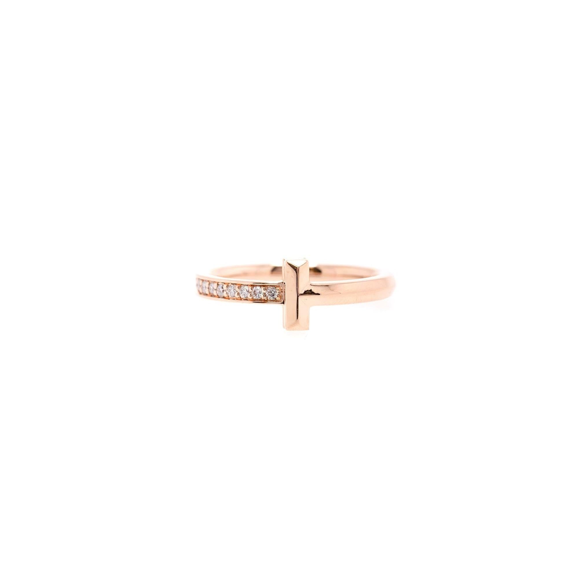 Tiffany & Co. 18k Rose Gold T1 Diamond Ring