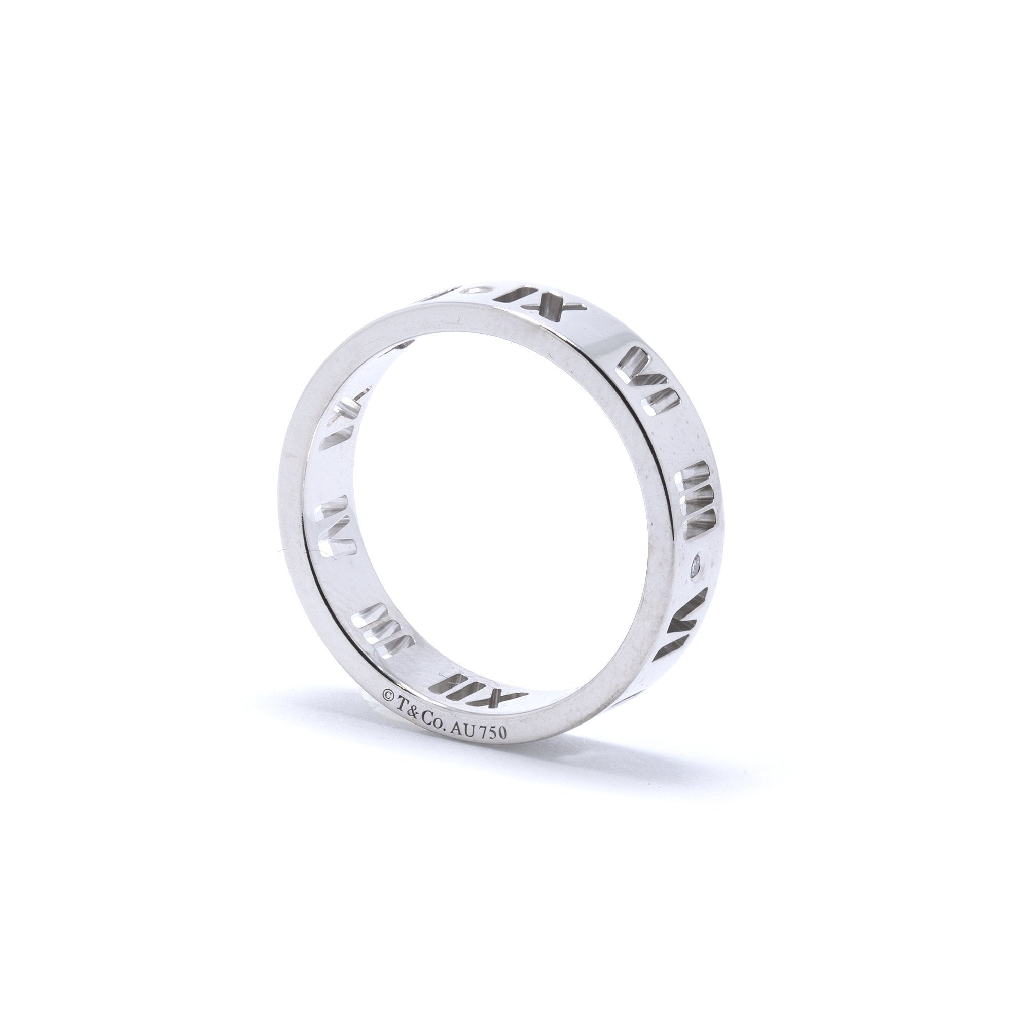 Tiffany & Co. 18k White Gold Atlas Pierced Ring with Diamonds