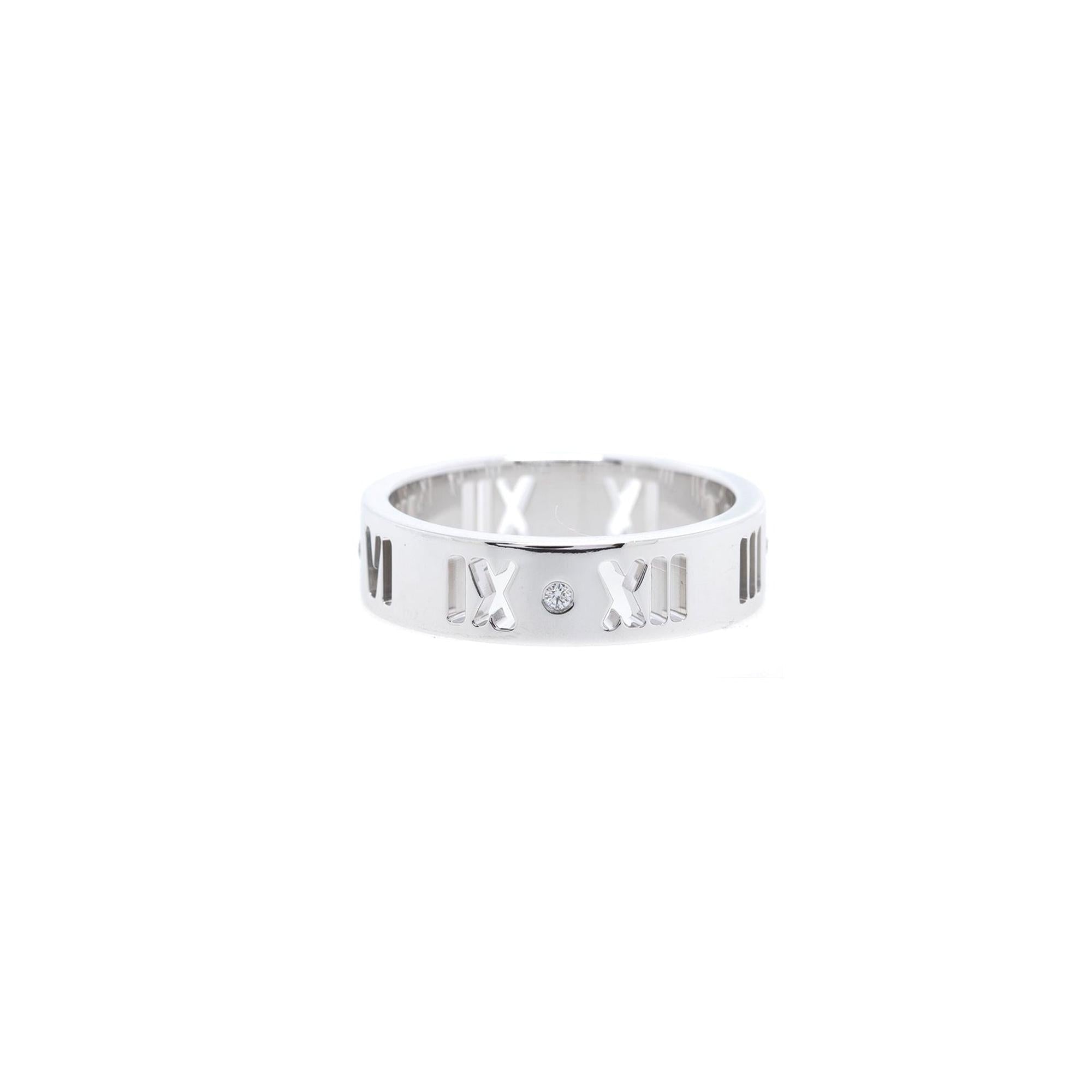 Tiffany & Co. 18k White Gold Atlas Pierced Ring with Diamonds