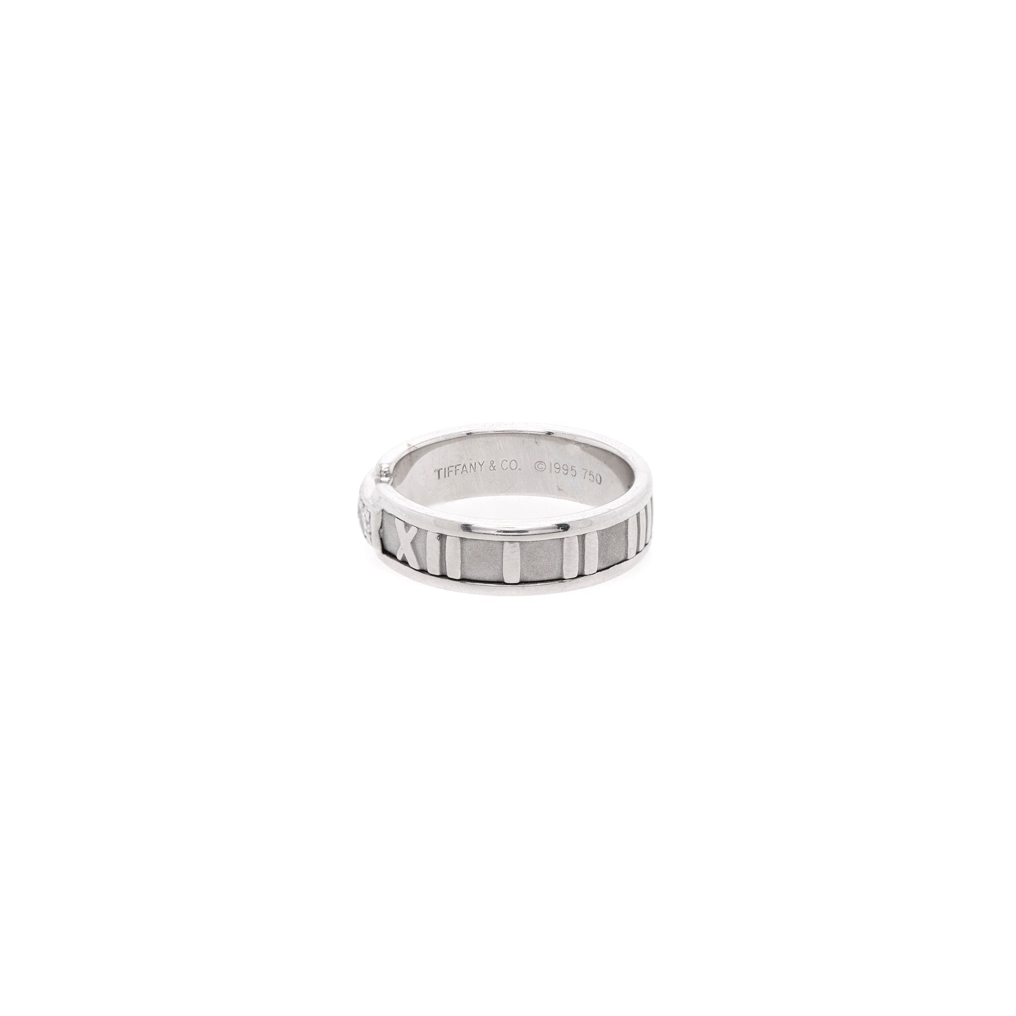 Tiffany & Co. 18k White Gold Atlas Ring with Diamonds