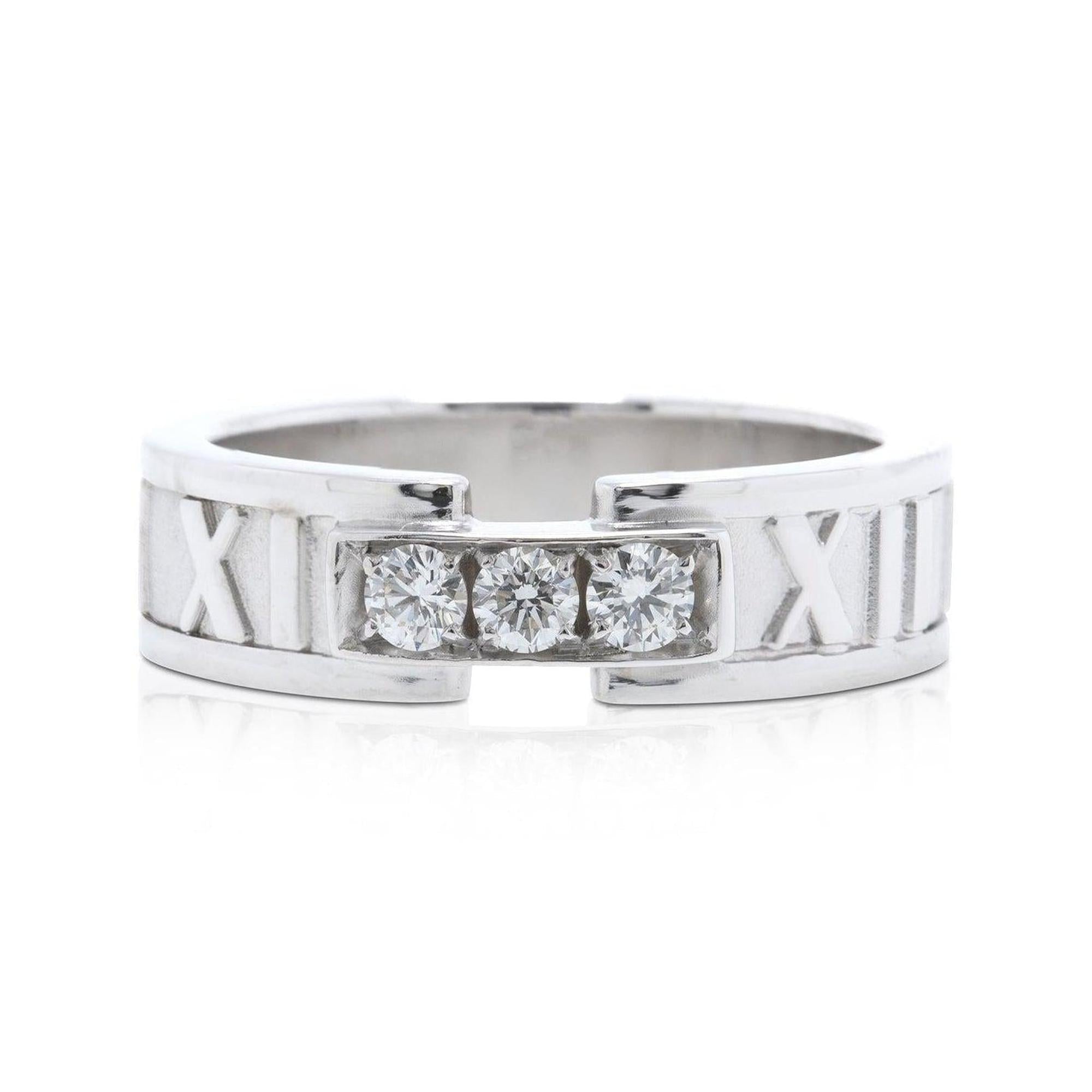 Tiffany & Co. 18k White Gold Atlas Ring with Diamonds