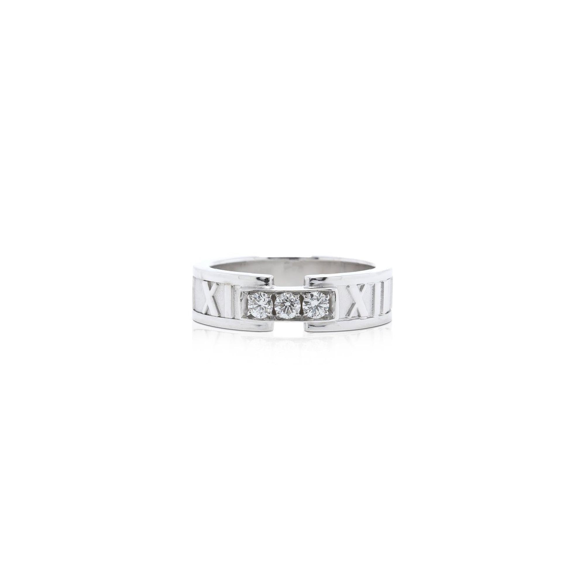 Tiffany & Co. 18k White Gold Atlas Ring with Diamonds