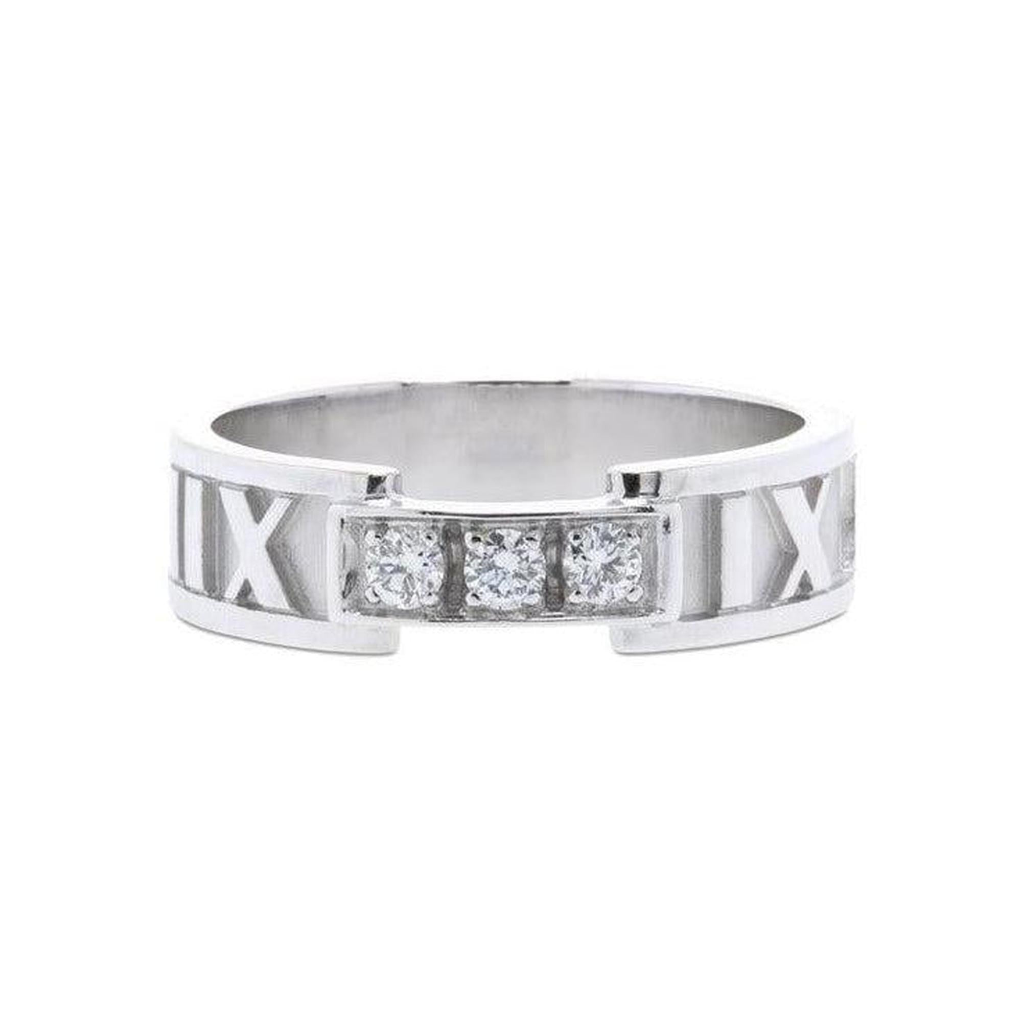 Tiffany & Co. 18k White Gold Atlas Ring with Diamonds