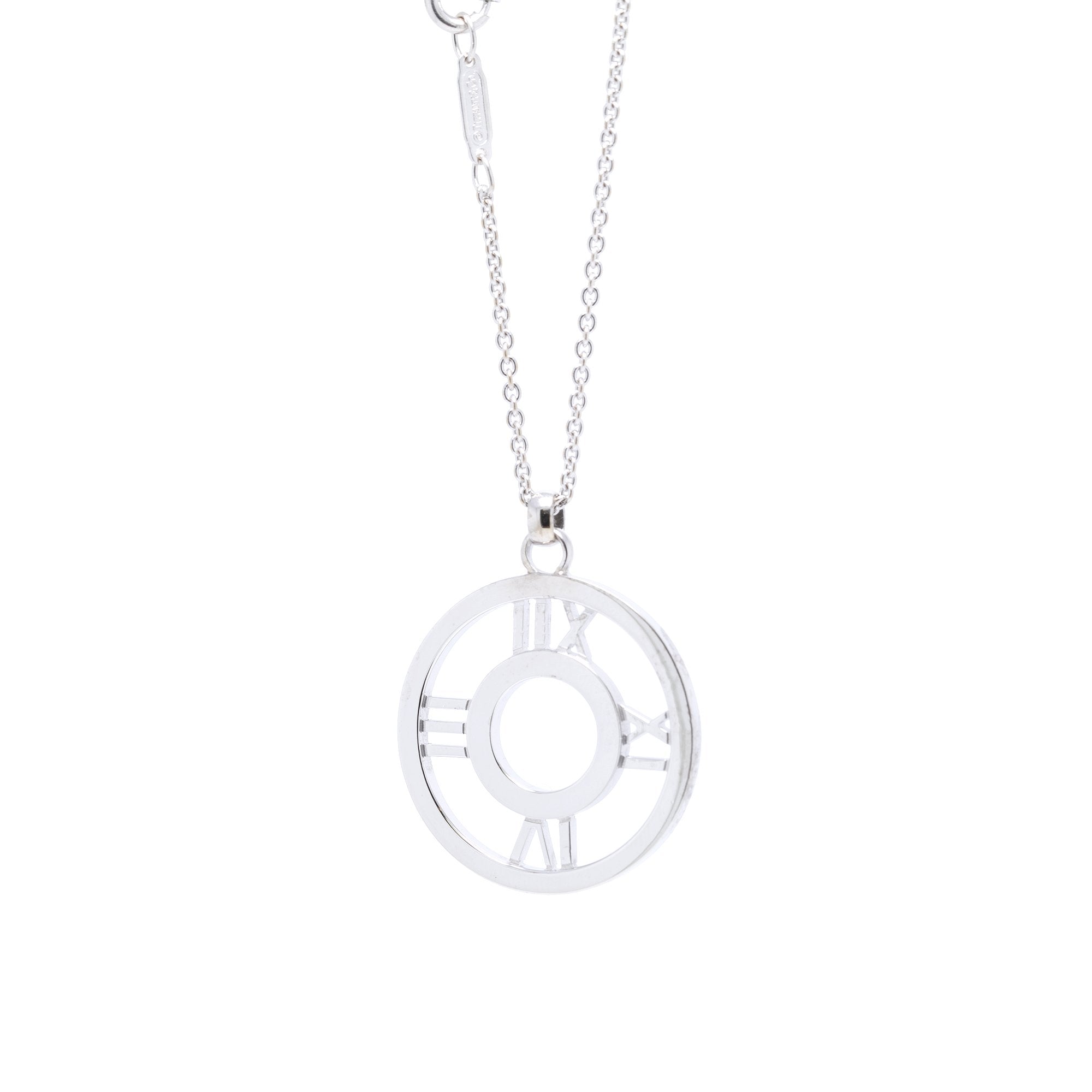 Tiffany & Co. 18k White Gold Diamond Atlas Open Pendant Necklace
