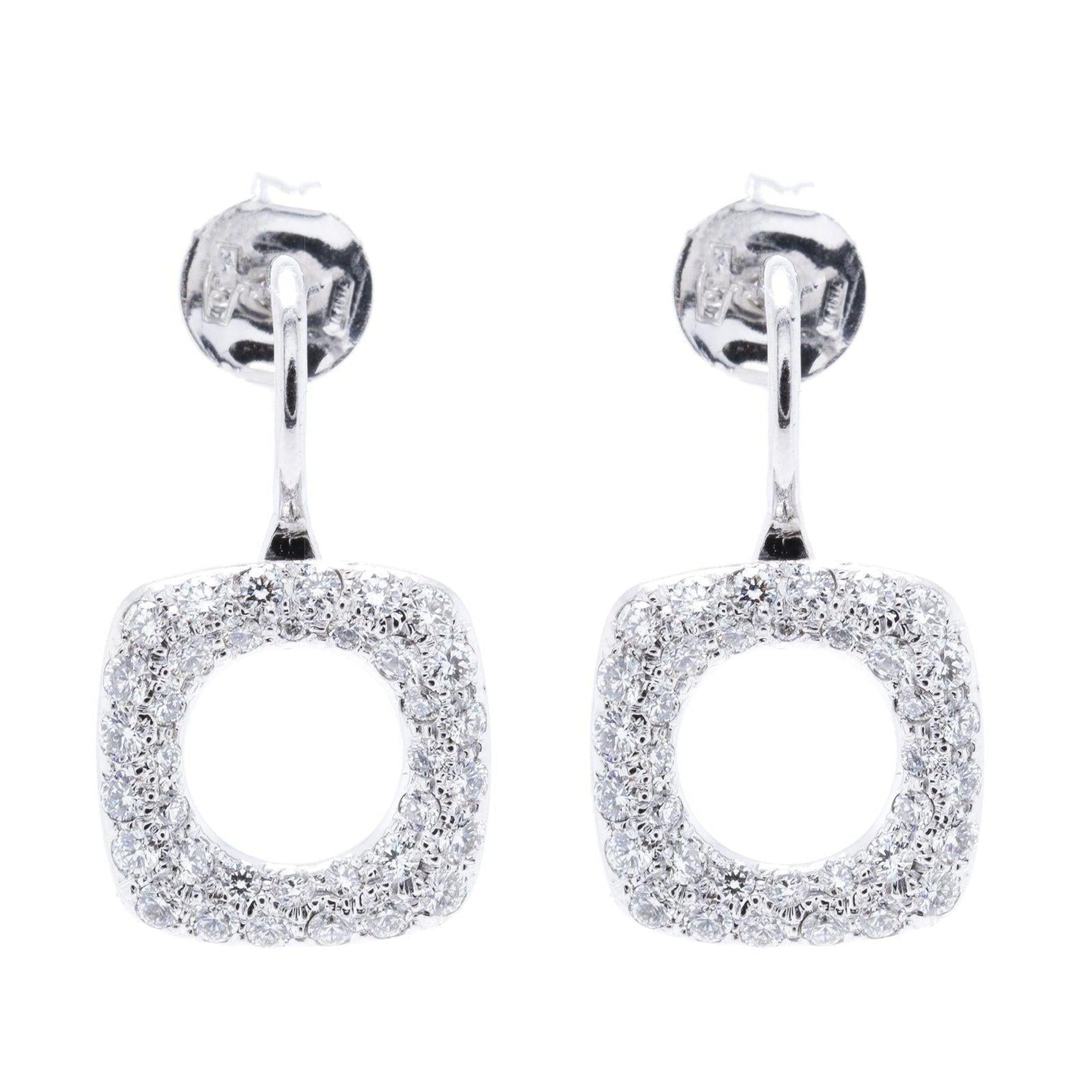 Tiffany & Co. 18k White Gold Diamond Cushion Drop Earrings