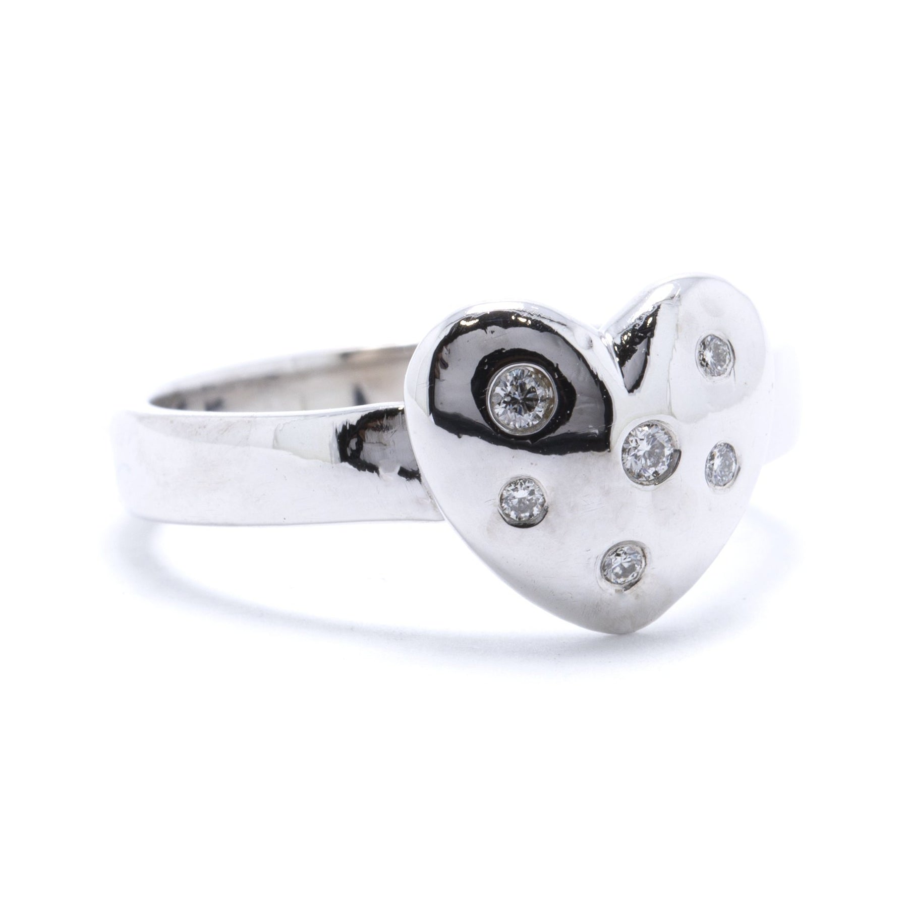 Tiffany & Co. 18k White Gold Diamond Etoile Heart Ring