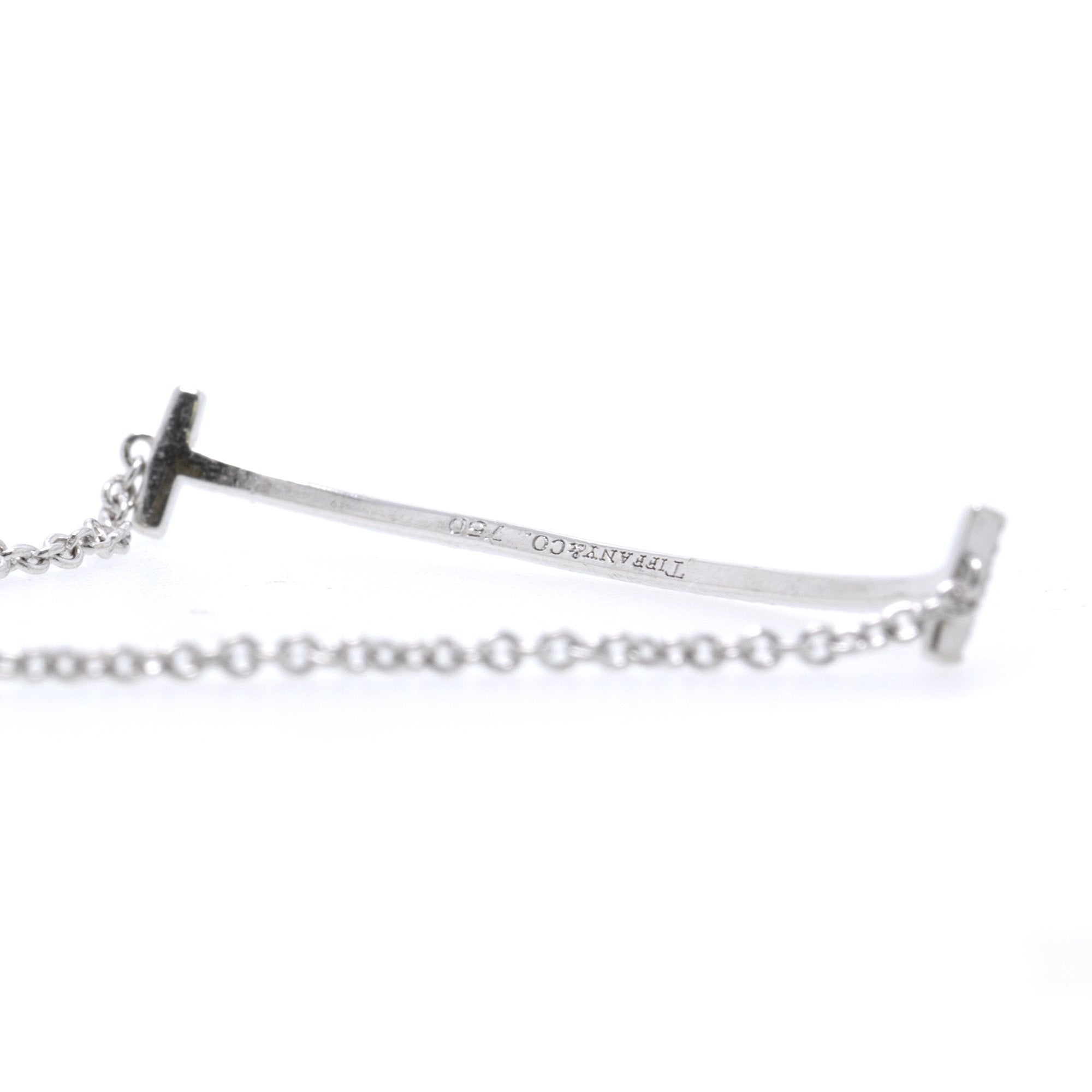 Tiffany & Co. 18k White Gold Diamond T Smile Bracelet