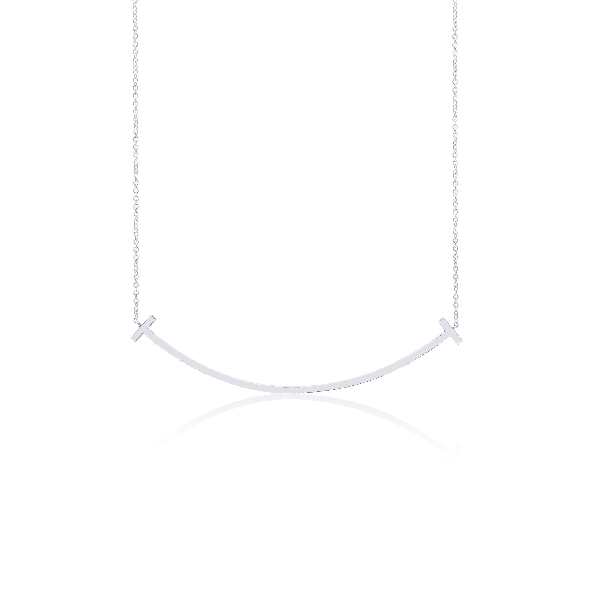 Tiffany & Co. 18k White Gold Diamond T Smile Pendant Necklace