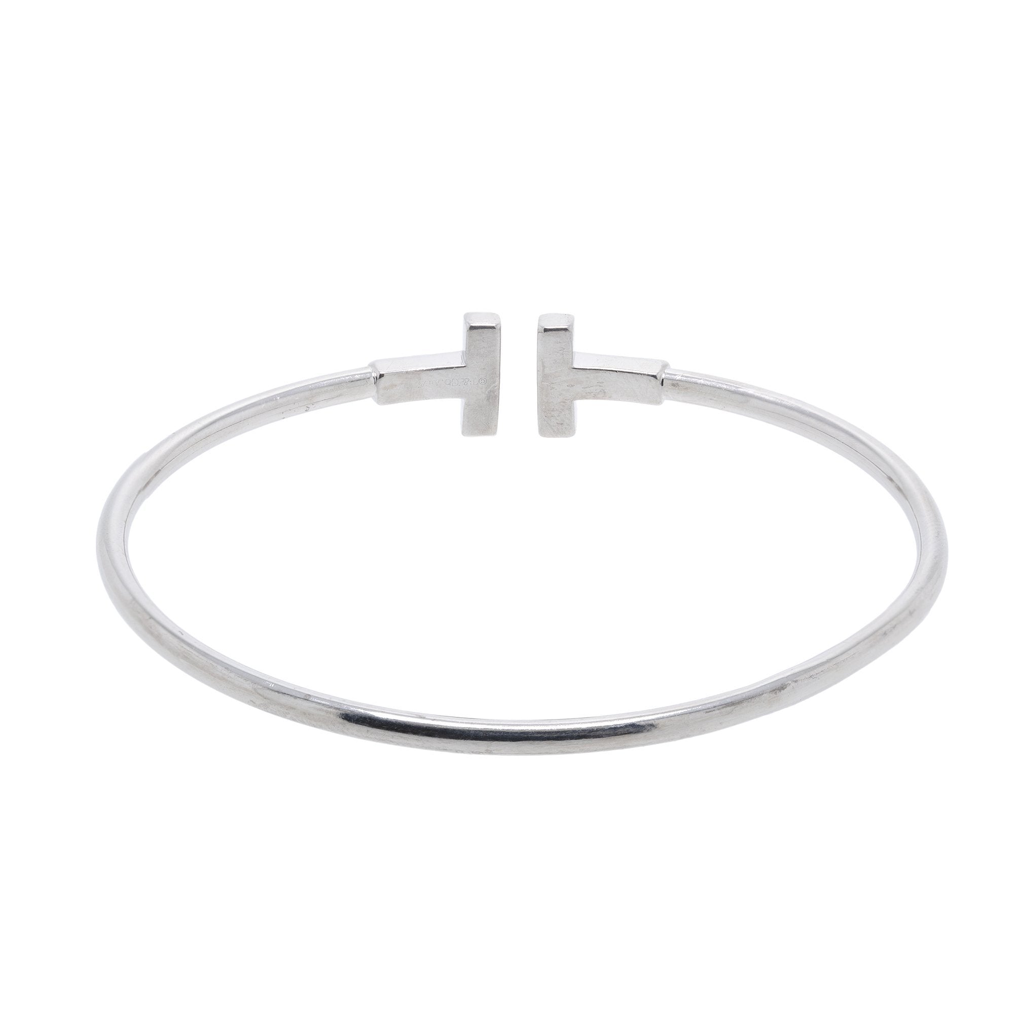 Tiffany & Co. 18k White Gold & Diamond T Wire Bracelet