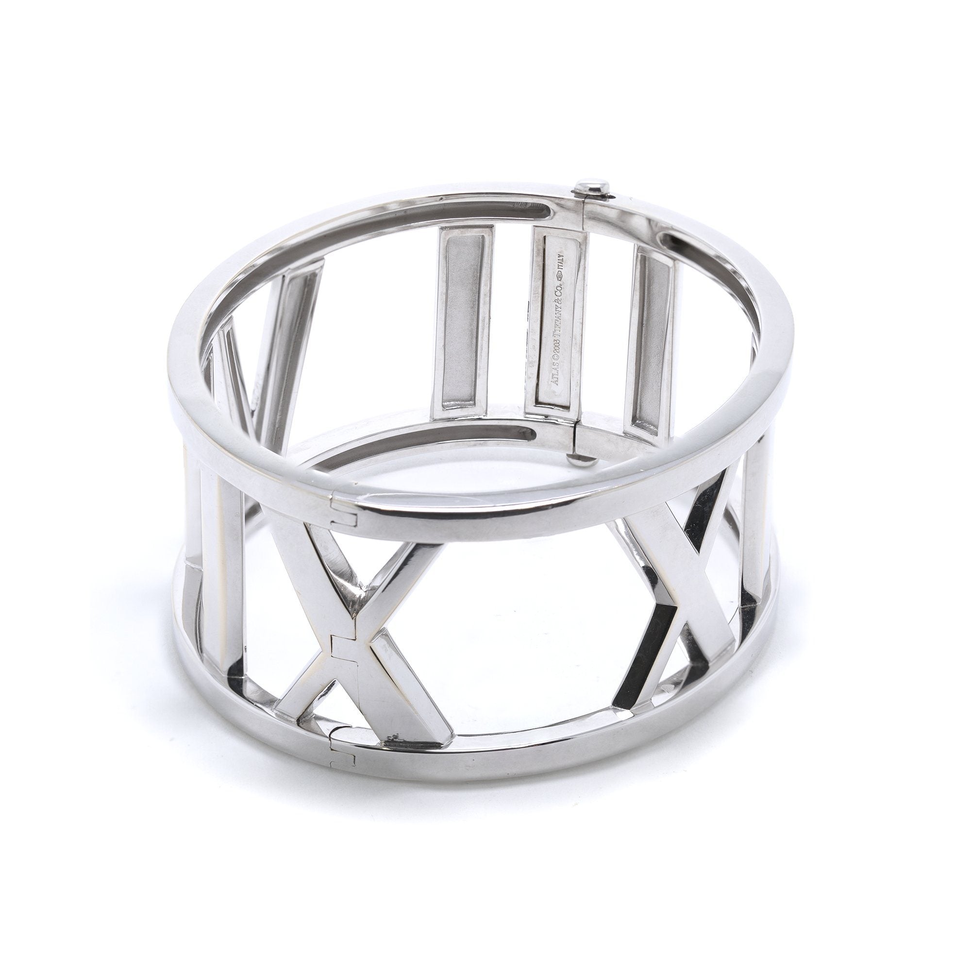 Tiffany & Co. 18k White Gold Open Atlas Wide Bangle Bracelet