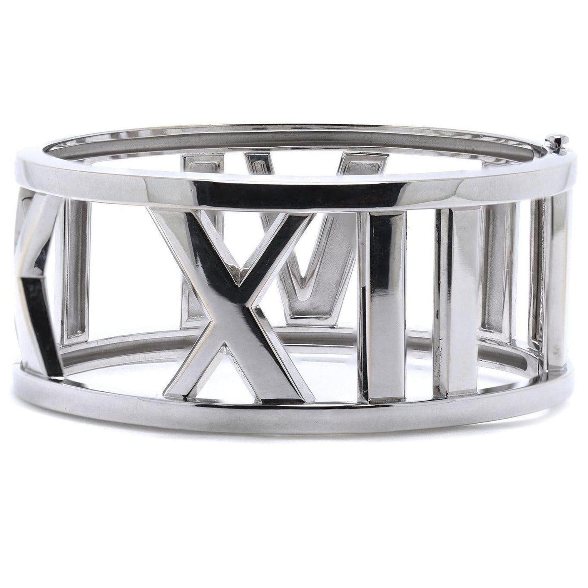 Tiffany & Co. 18k White Gold Open Atlas Wide Bangle Bracelet