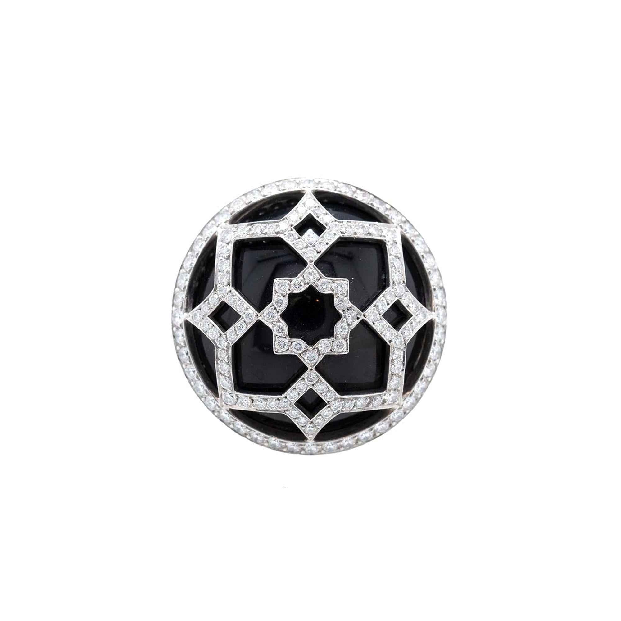 Tiffany & Co. 18k White Gold Paloma Picasso Onyx & Diamond Zellige Ring