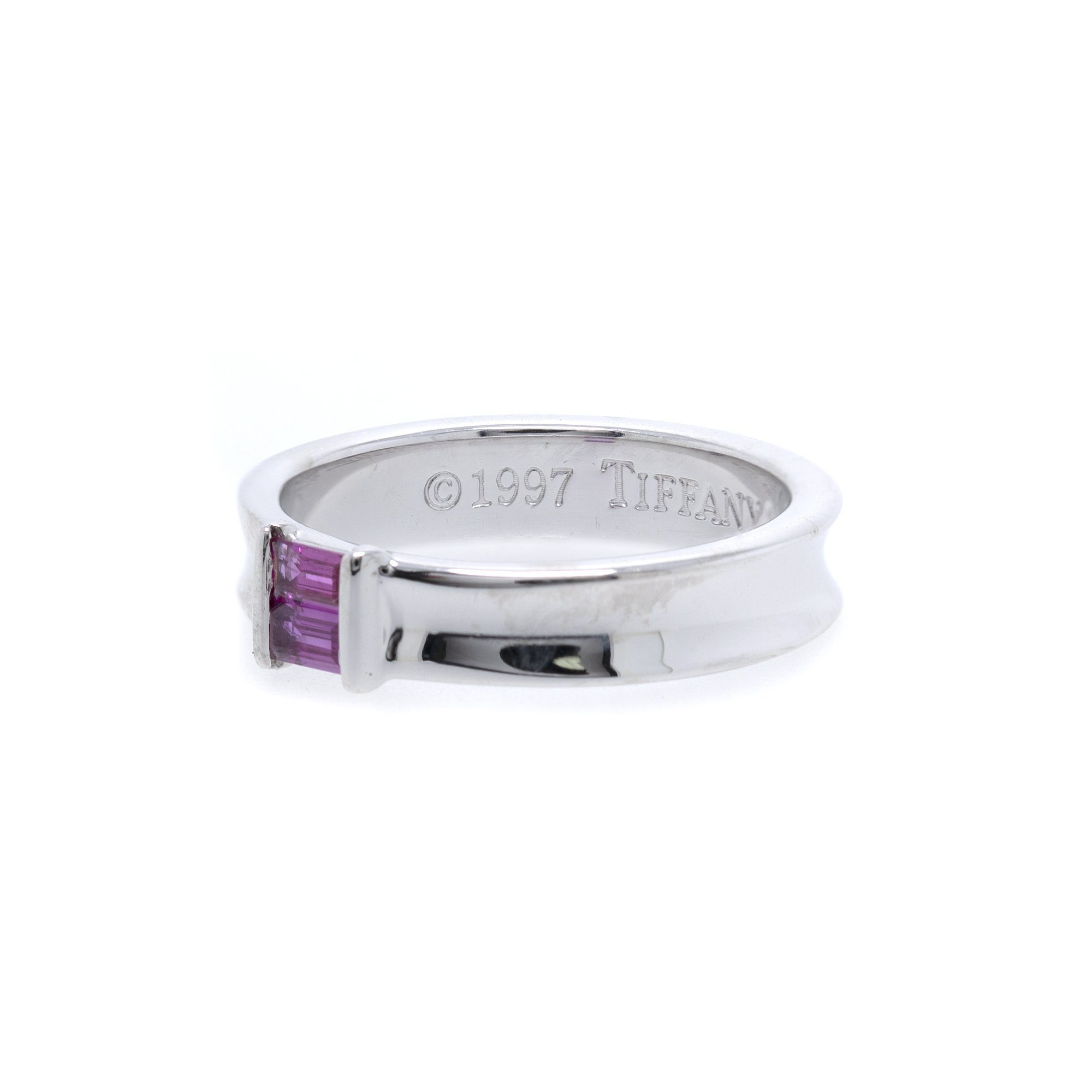 Tiffany & Co. 18k White Gold Pink Sapphire Stack Ring