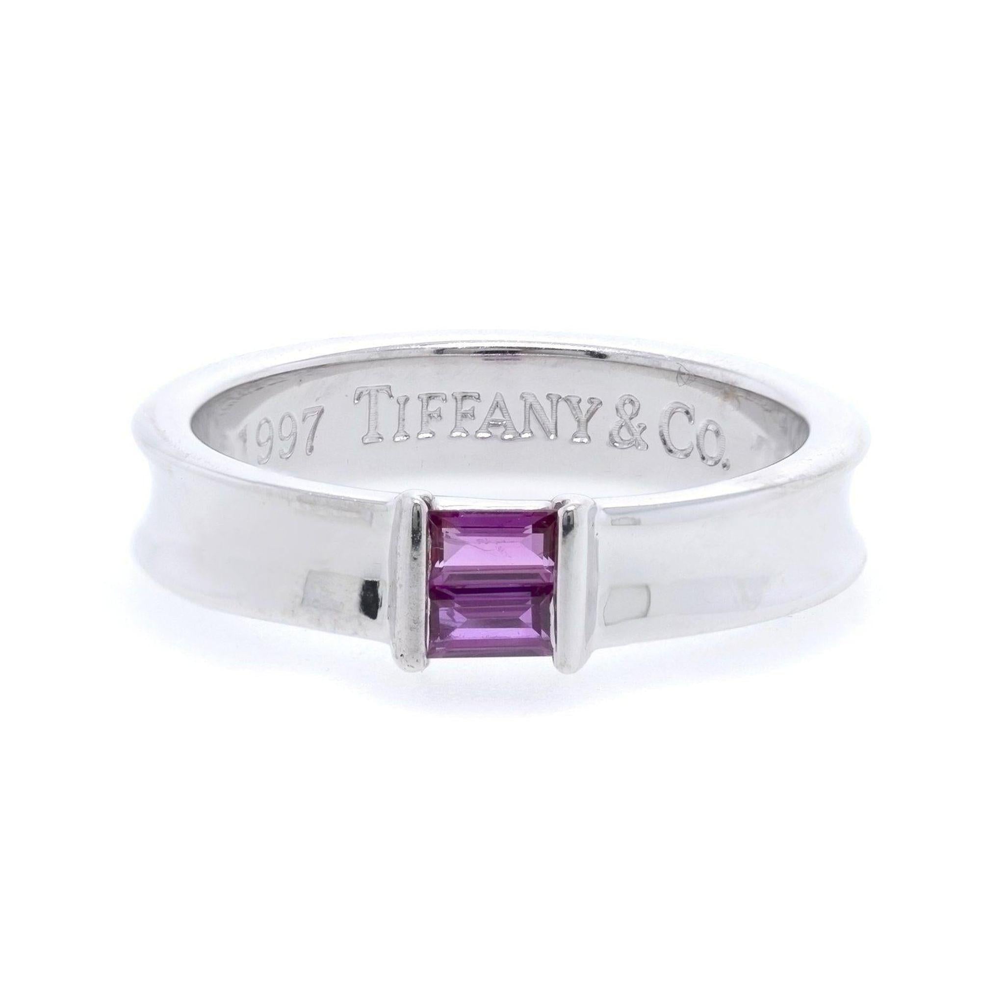 Tiffany & Co. 18k White Gold Pink Sapphire Stack Ring