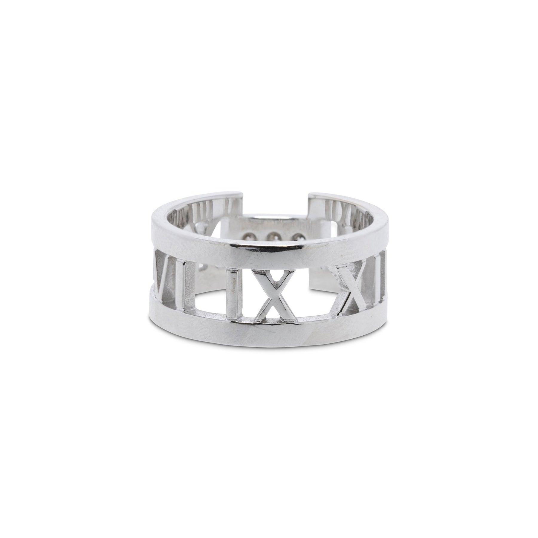 Tiffany & Co. 18k White Gold Wide Atlas Open Ring with Diamonds