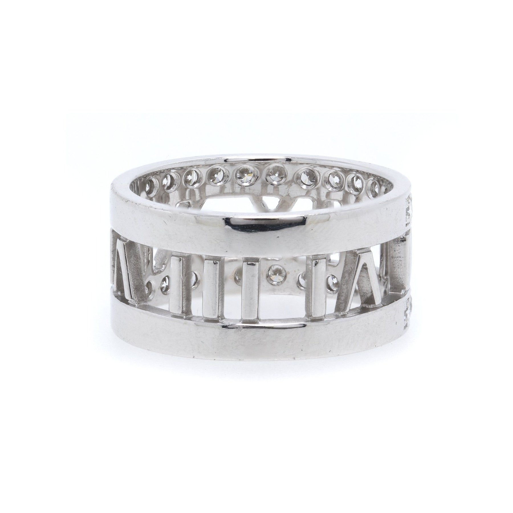 Tiffany & Co. 18k White Gold Wide Atlas Open Ring with Diamonds