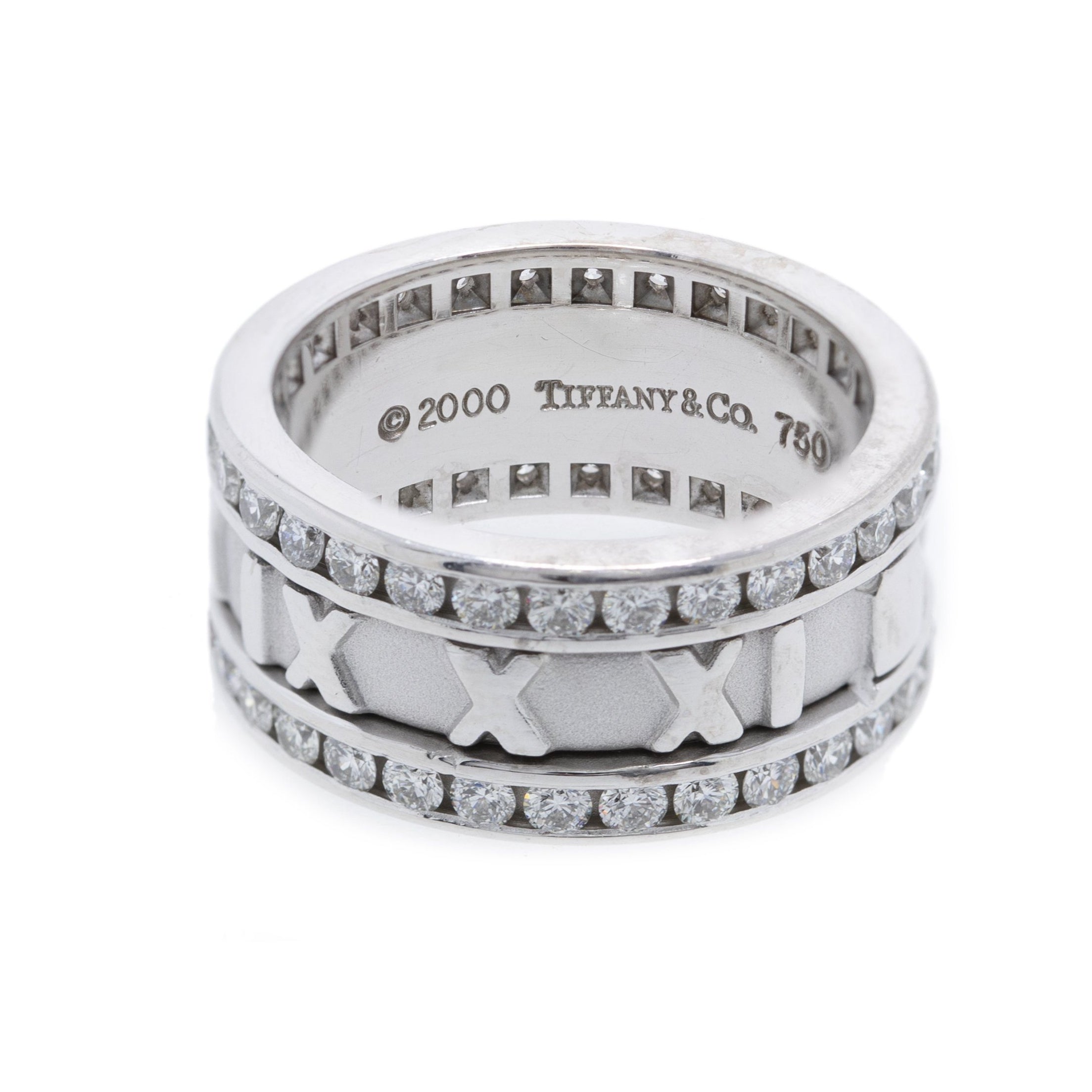 Tiffany & Co. 18k White Gold Wide Atlas Ring with Diamonds