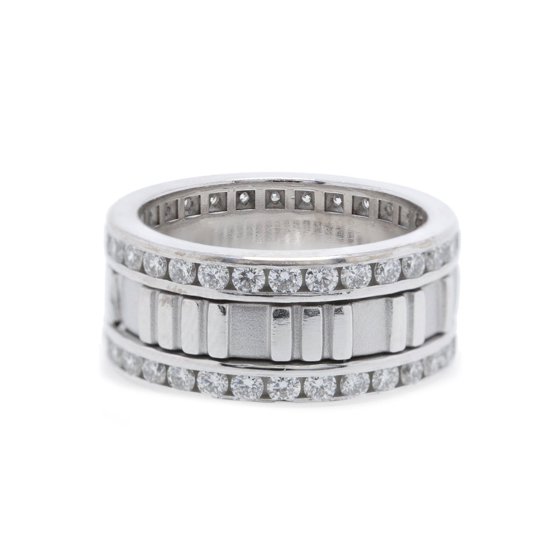Tiffany & Co. 18k White Gold Wide Atlas Ring with Diamonds