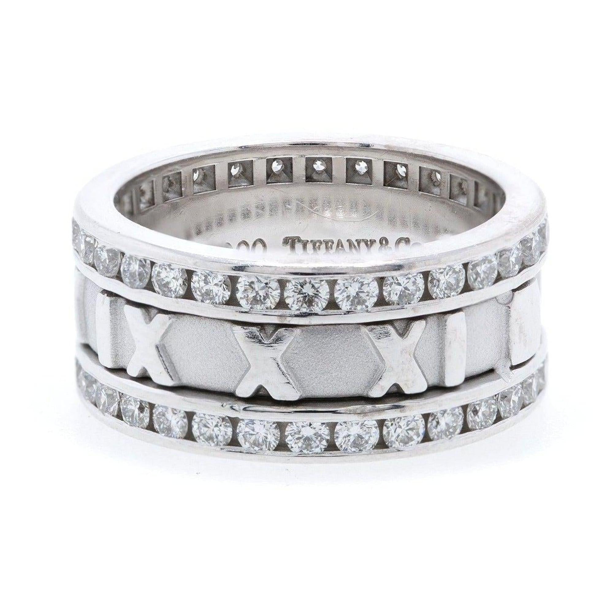 Tiffany & Co. 18k White Gold Wide Atlas Ring with Diamonds