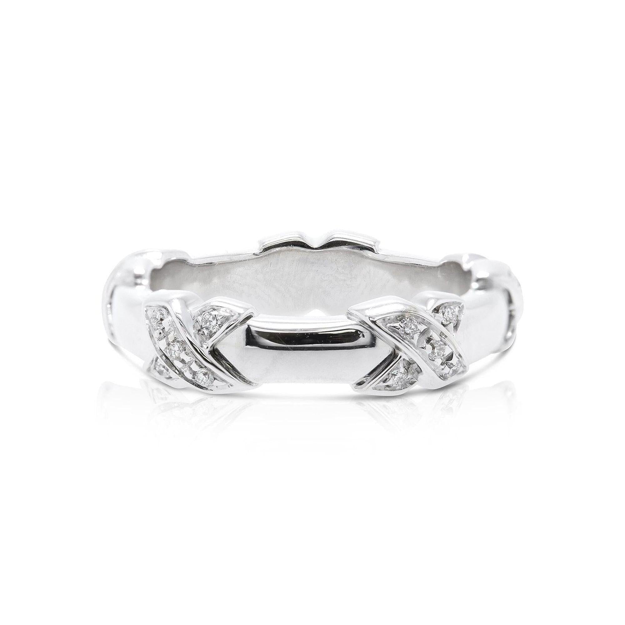 Tiffany & Co. 18k White Gold and Diamond X Band Ring