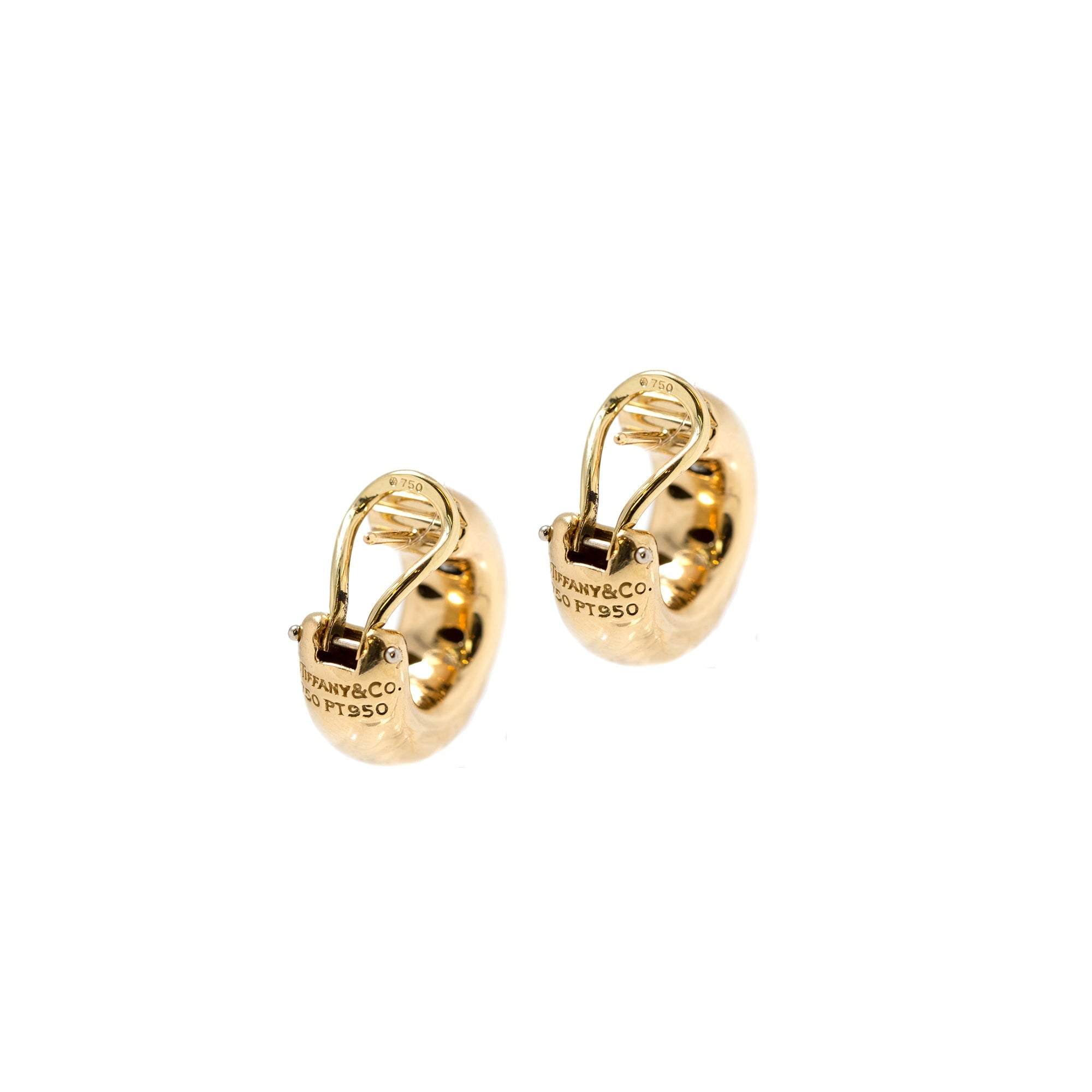 Tiffany & Co. 18k Yellow Gold & Platinum Diamond Etoile Hoop Earrings