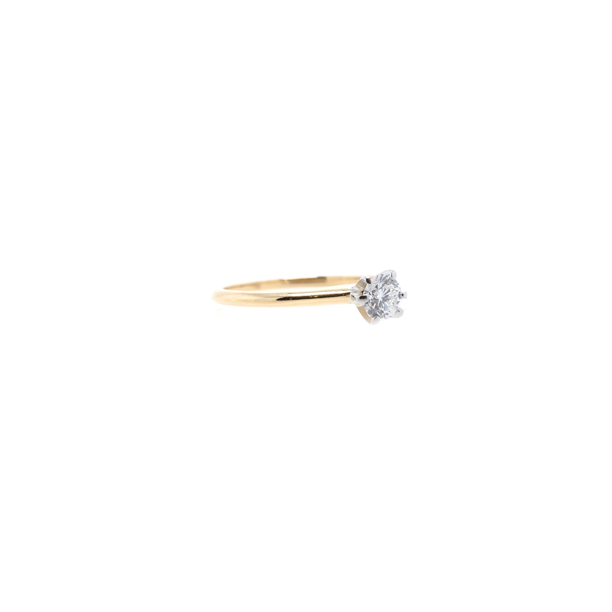 Tiffany & Co. 18k Yellow Gold Solitaire 0.37 ct. Diamond Engagement Ring w/ Box & Damond Certificate