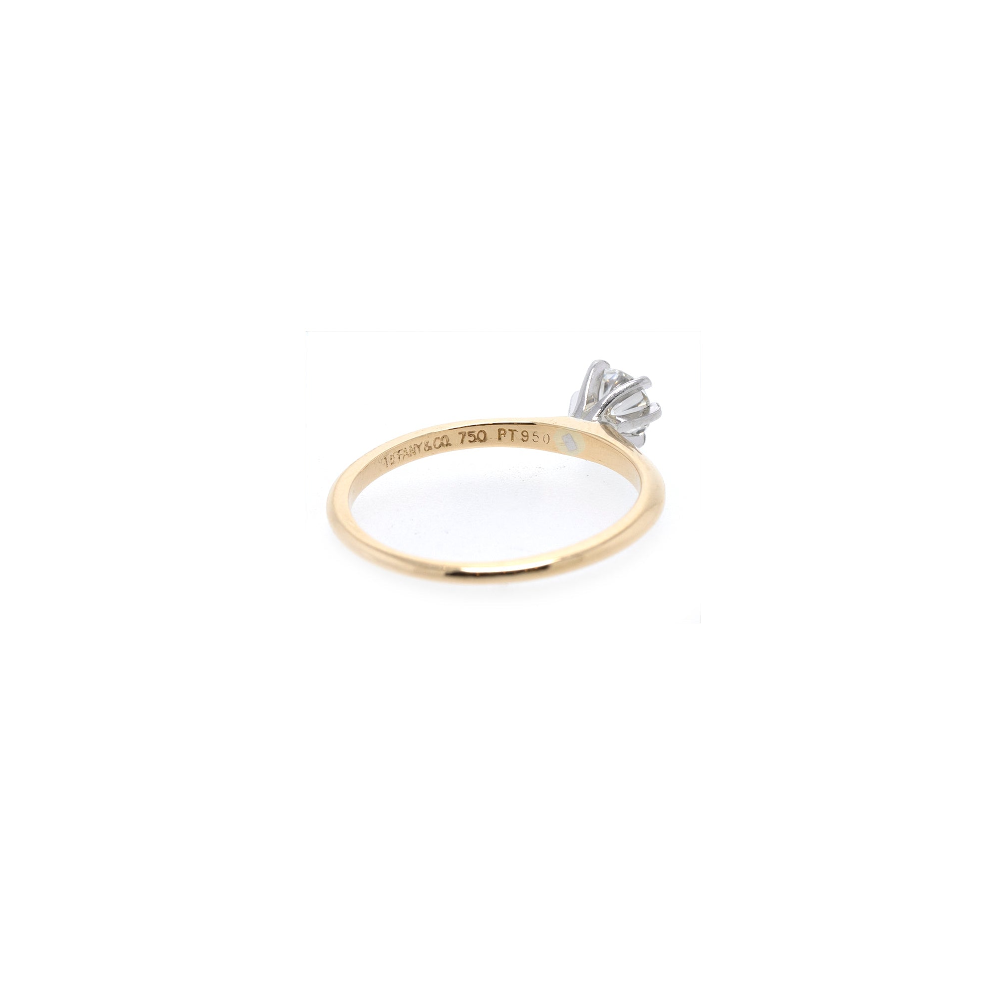 Tiffany & Co. 18k Yellow Gold Solitaire 0.37 ct. Diamond Engagement Ring w/ Box & Damond Certificate
