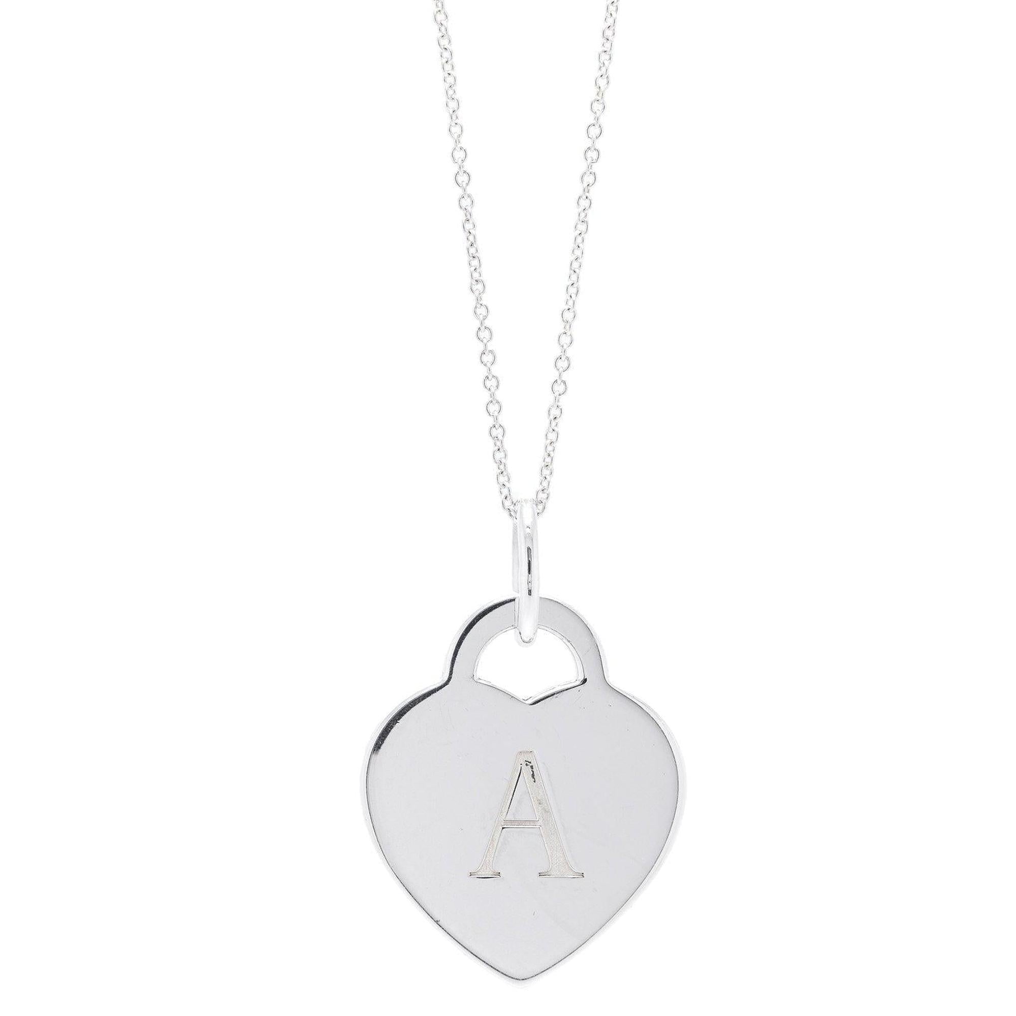 Tiffany Alphabet Letter 'A' Heart Tag Pendant Necklace