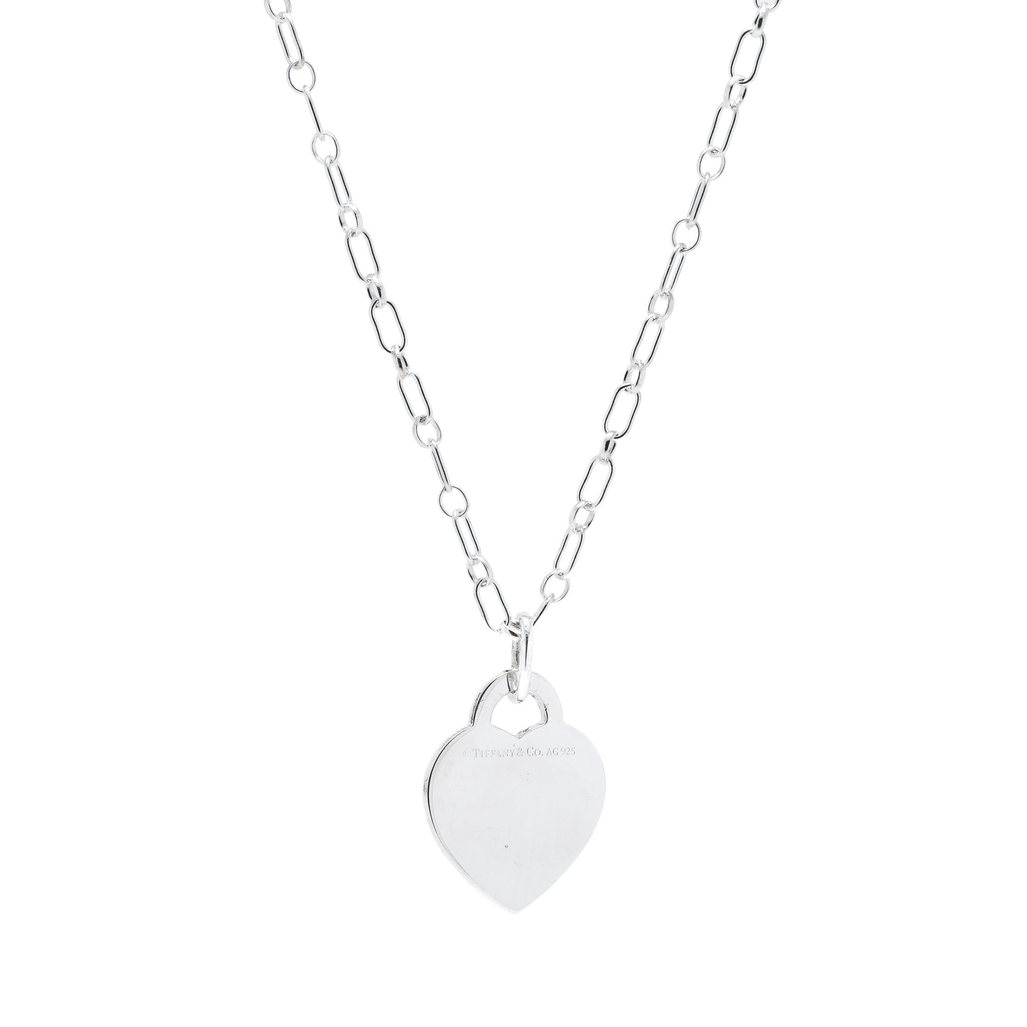 Tiffany & Co. Alphabet Letter 'R' Heart Tag Pendant Necklace