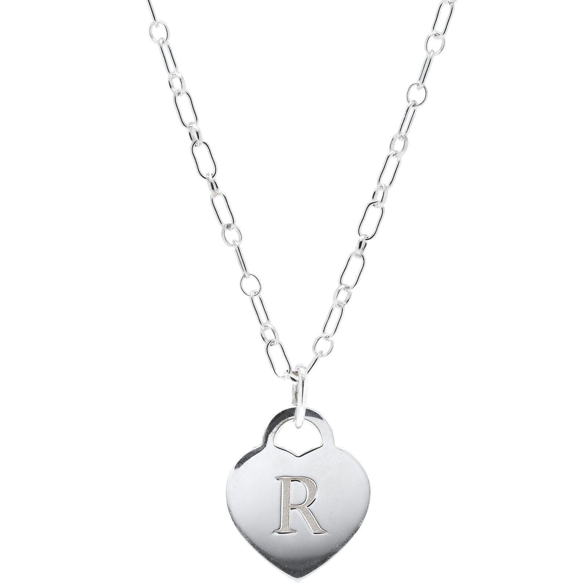 Tiffany & Co. Alphabet Letter 'R' Heart Tag Pendant Necklace
