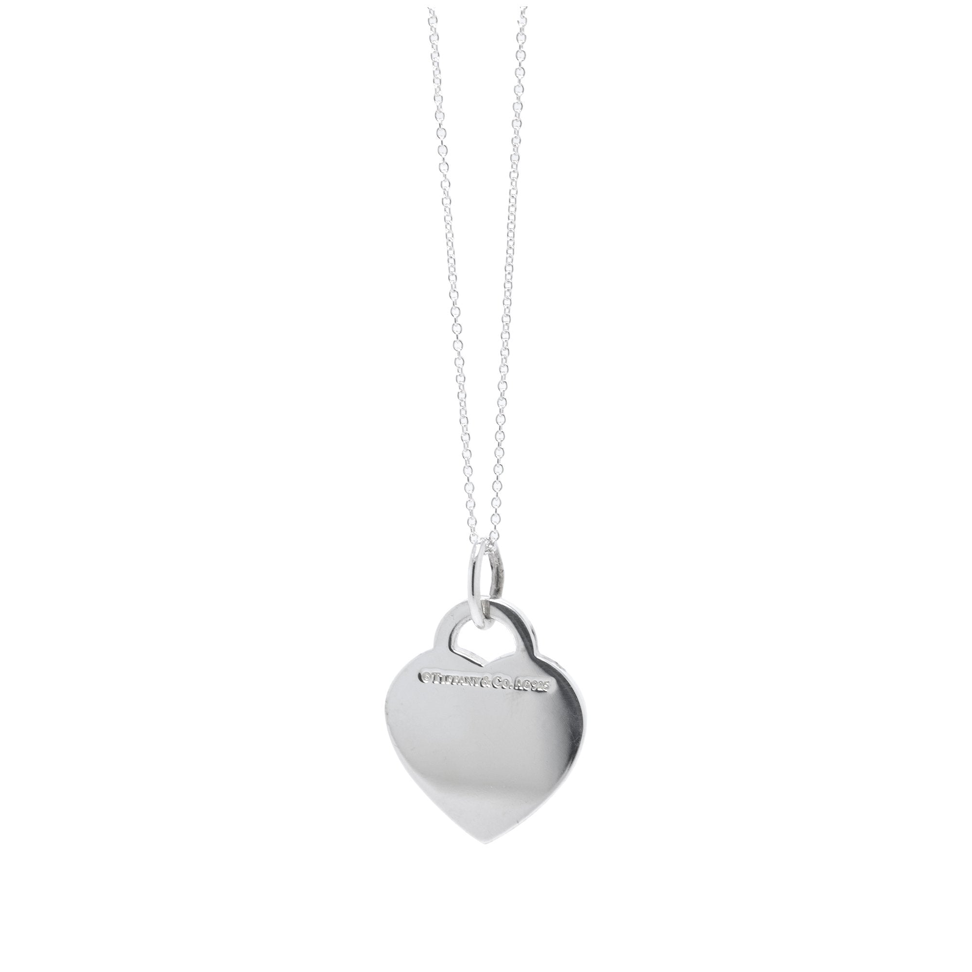 Tiffany & Co. Alphabet Letter 'W' Heart Tag Pendant Necklace