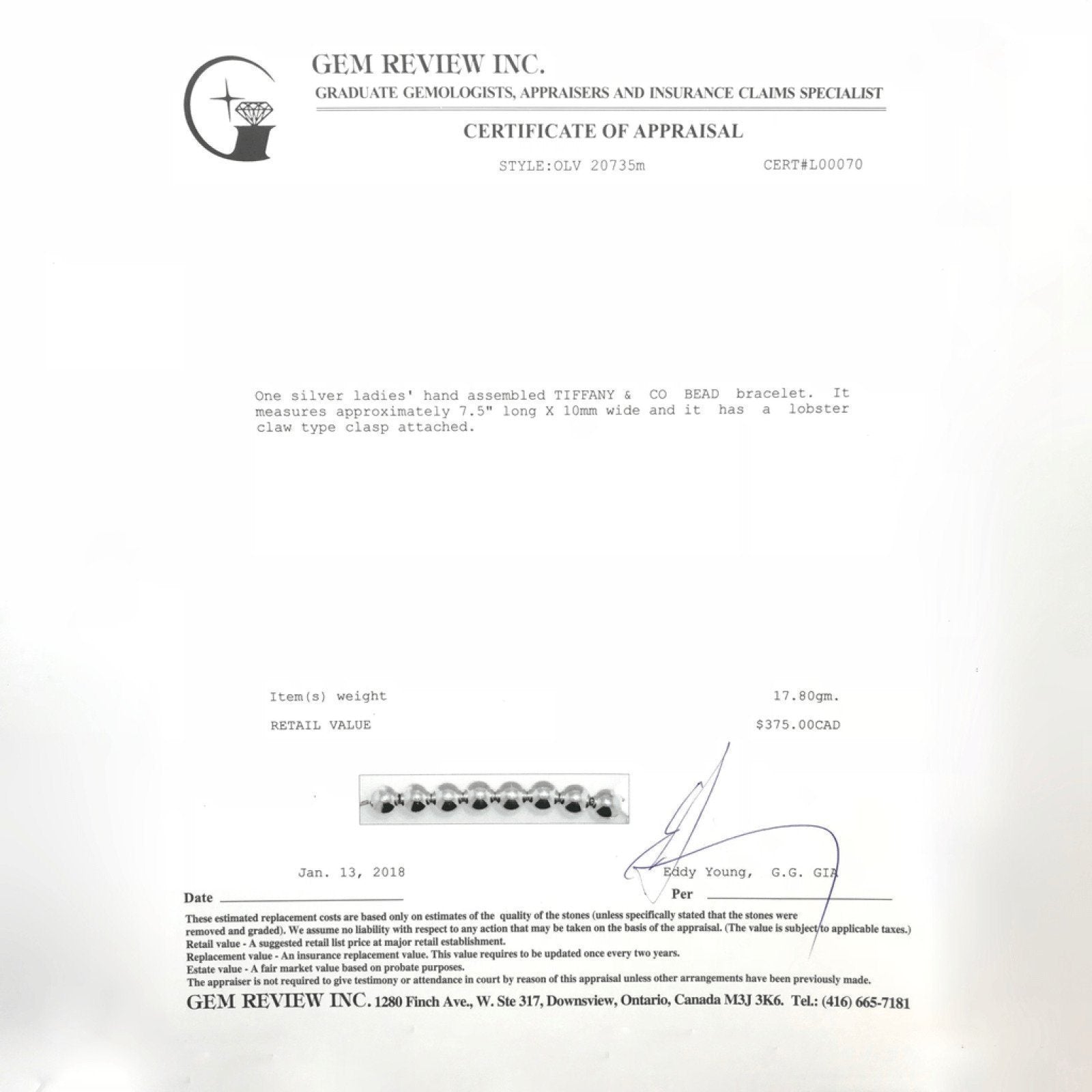 Tiffany & Co. Bead Bracelet in Sterling Silver