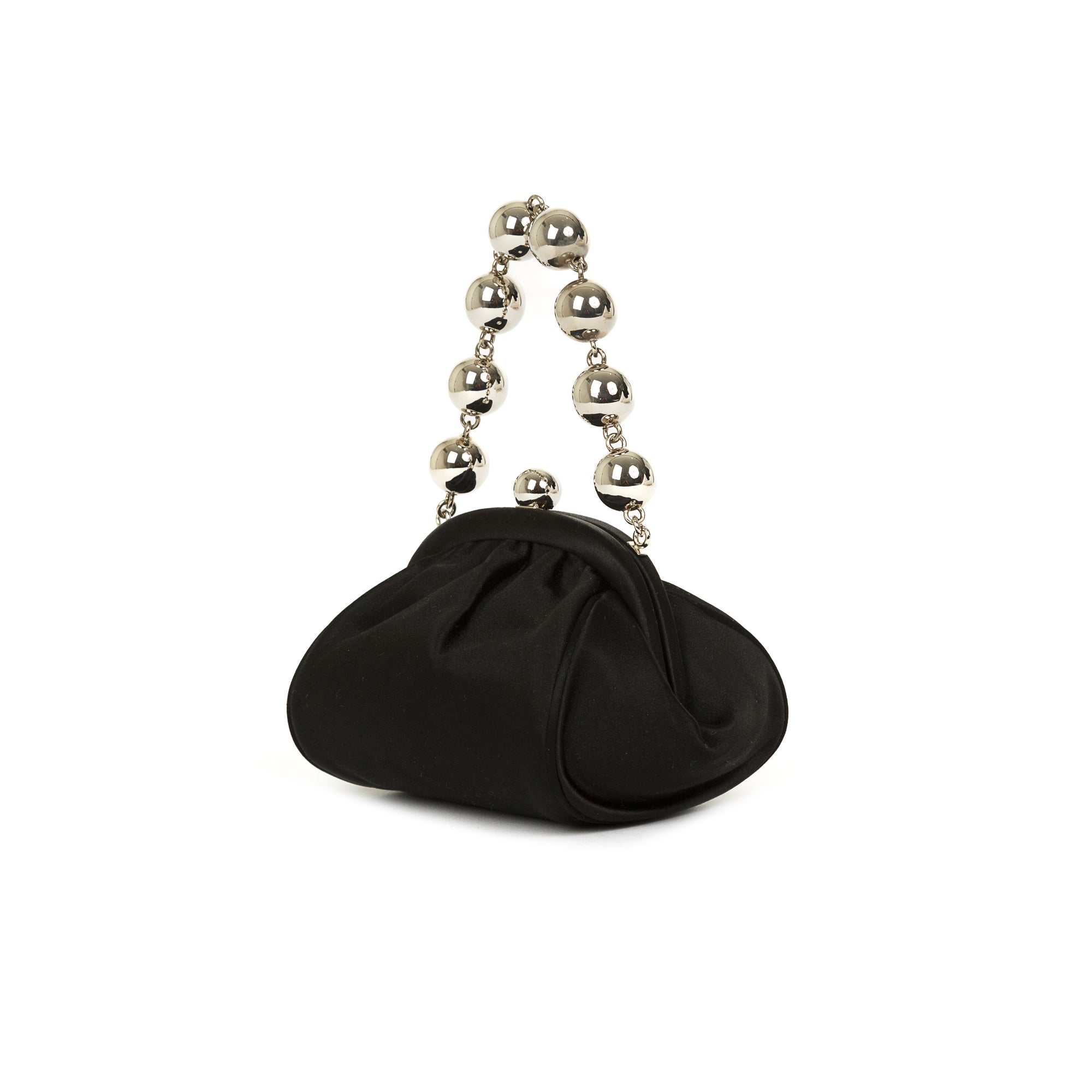 Tiffany & Co. Bead Chain Bracelet Black Satin Mini Evening Bag