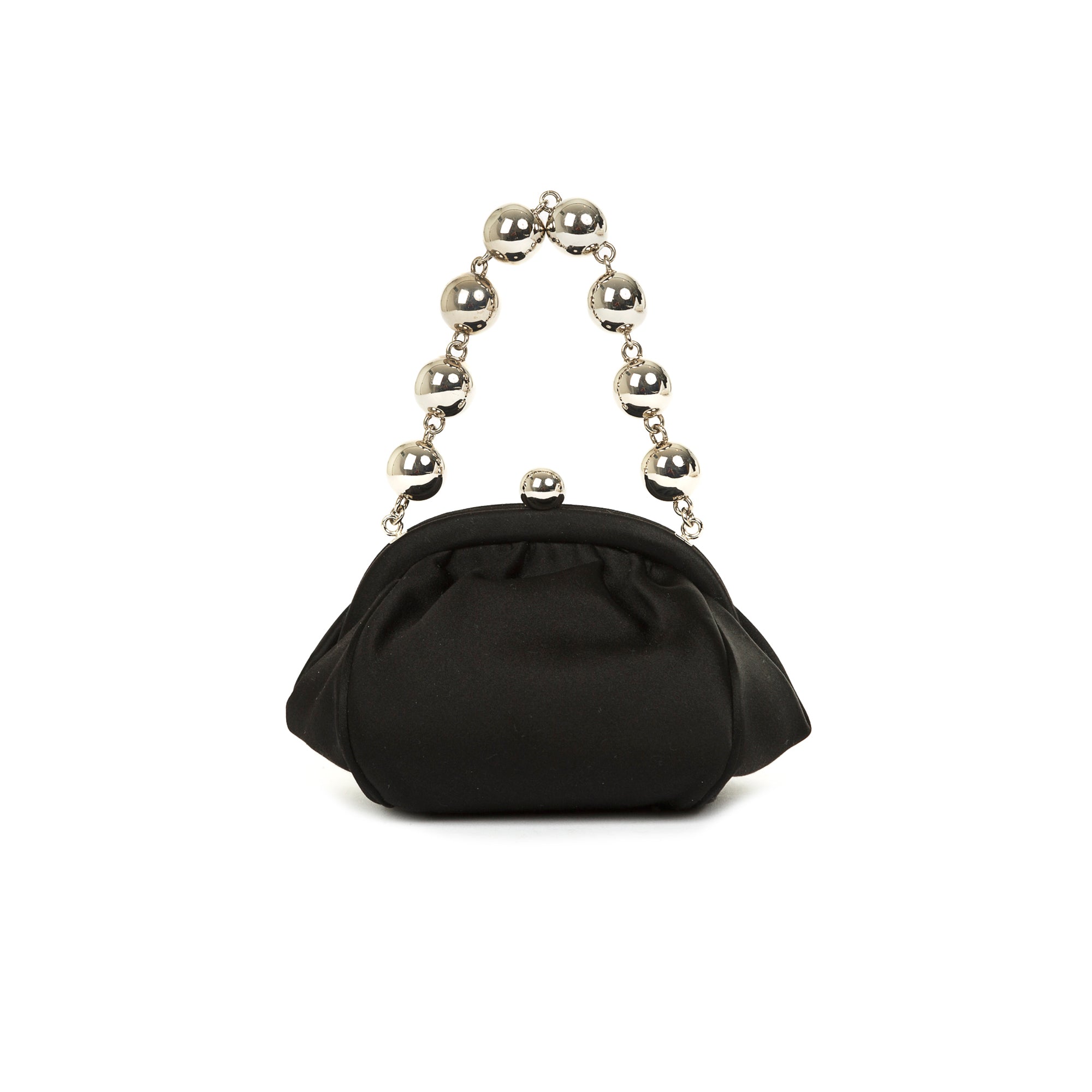 Tiffany & Co. Bead Chain Bracelet Black Satin Mini Evening Bag