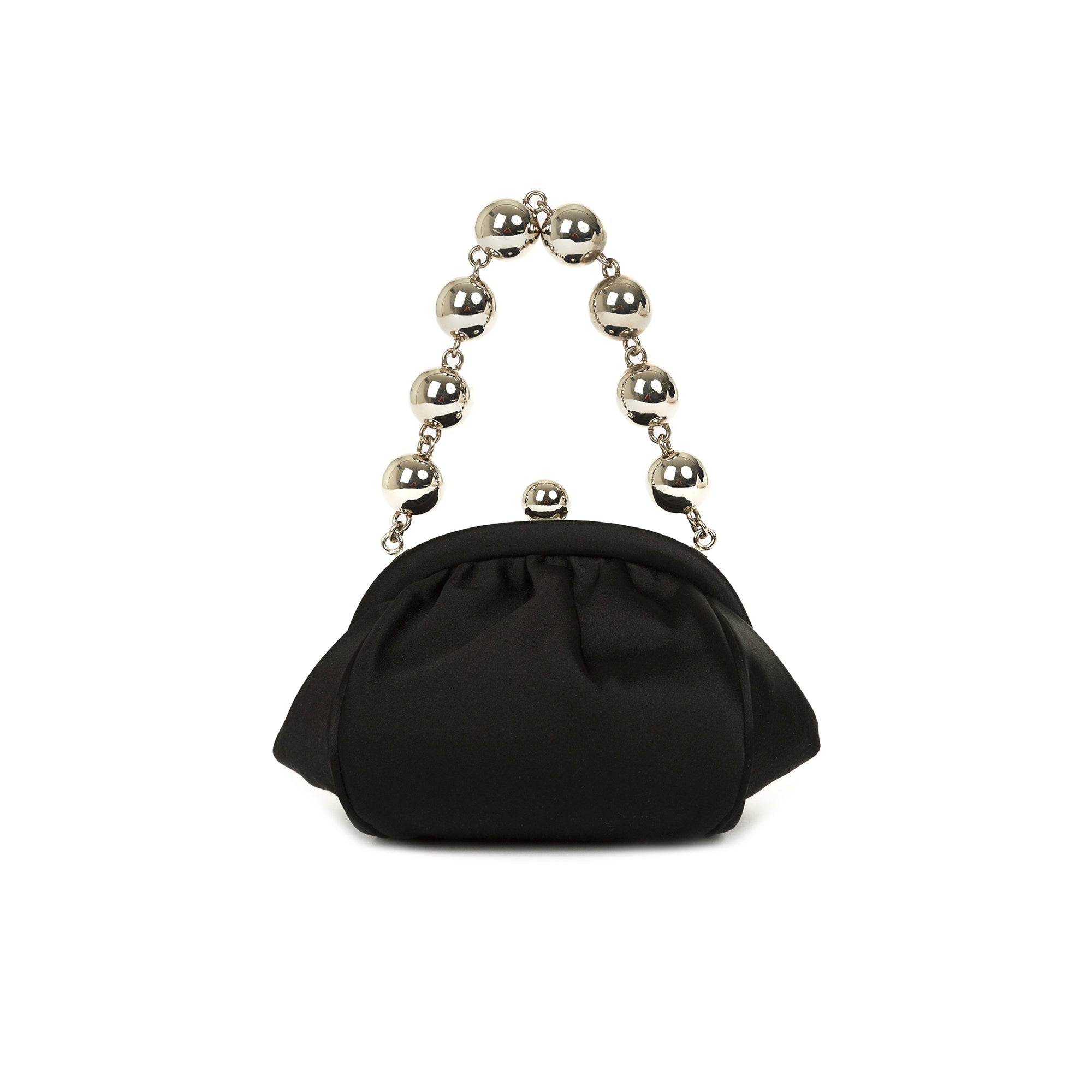 Tiffany & Co. Bead Chain Bracelet Black Satin Mini Evening Bag